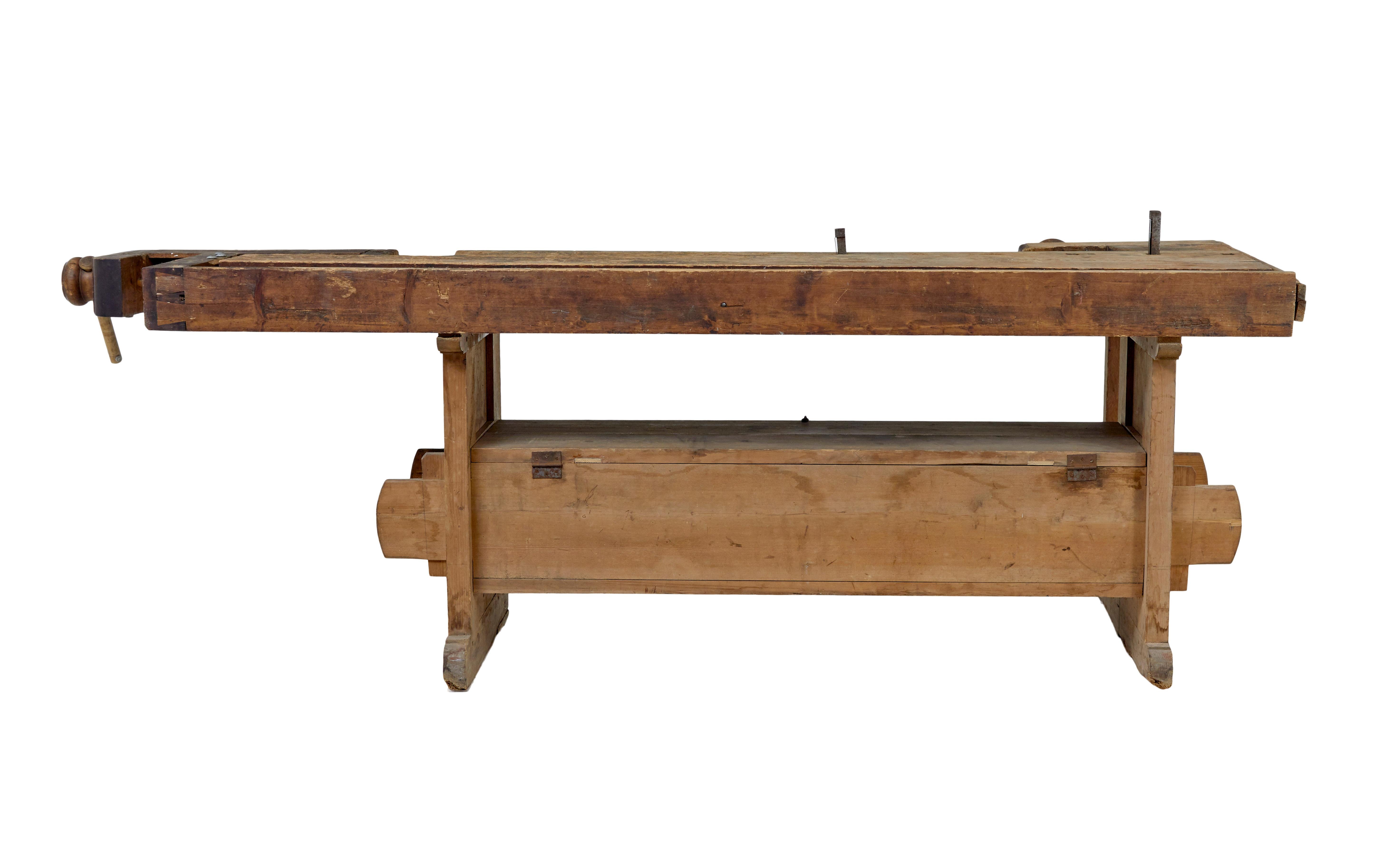 Swedish 19th century Scandinavian trestle pine workbench
