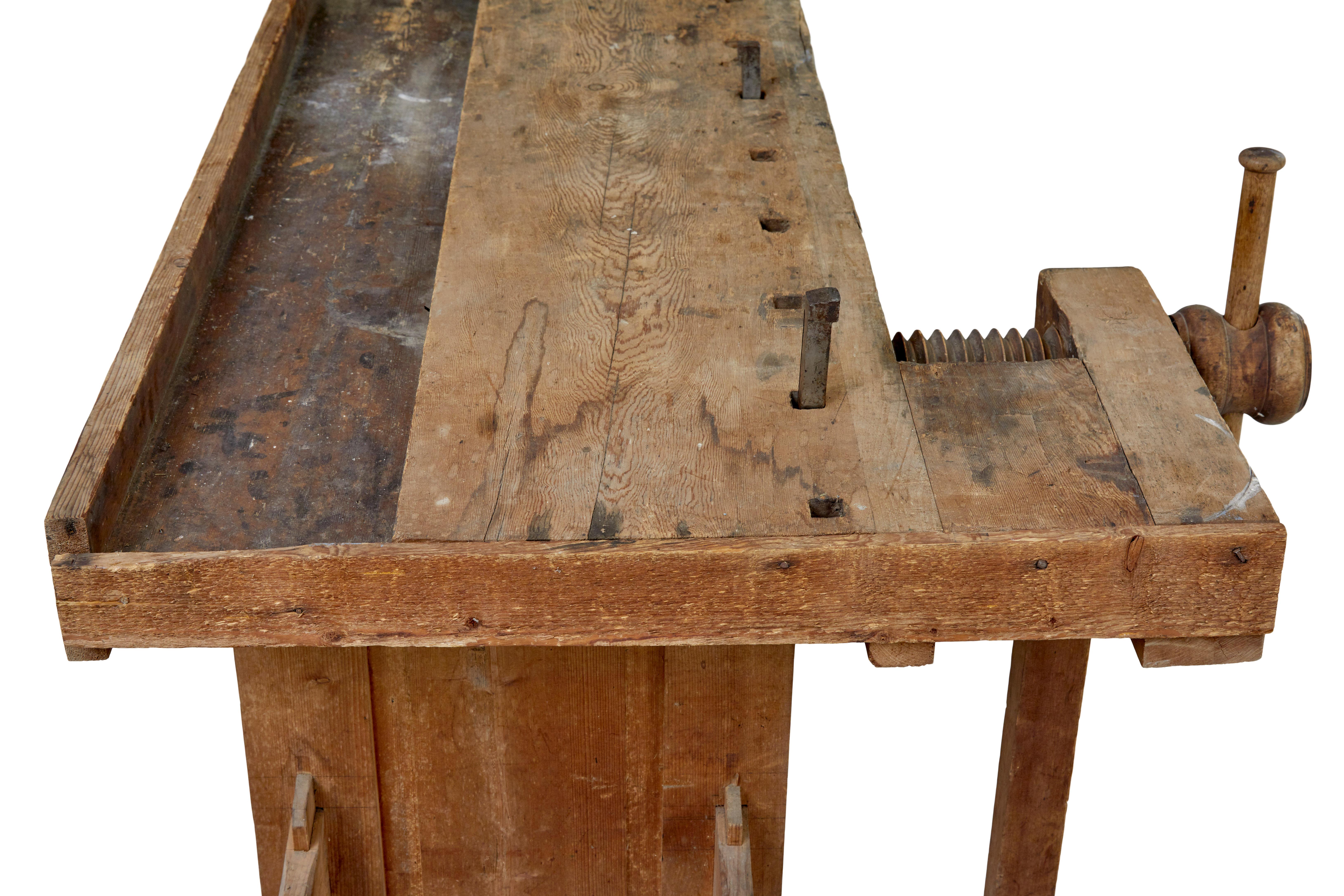 Pine 19th century Scandinavian trestle pine workbench