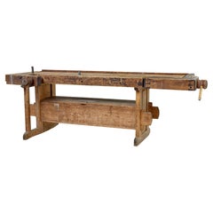 19th century Scandinavian trestle pine workbench