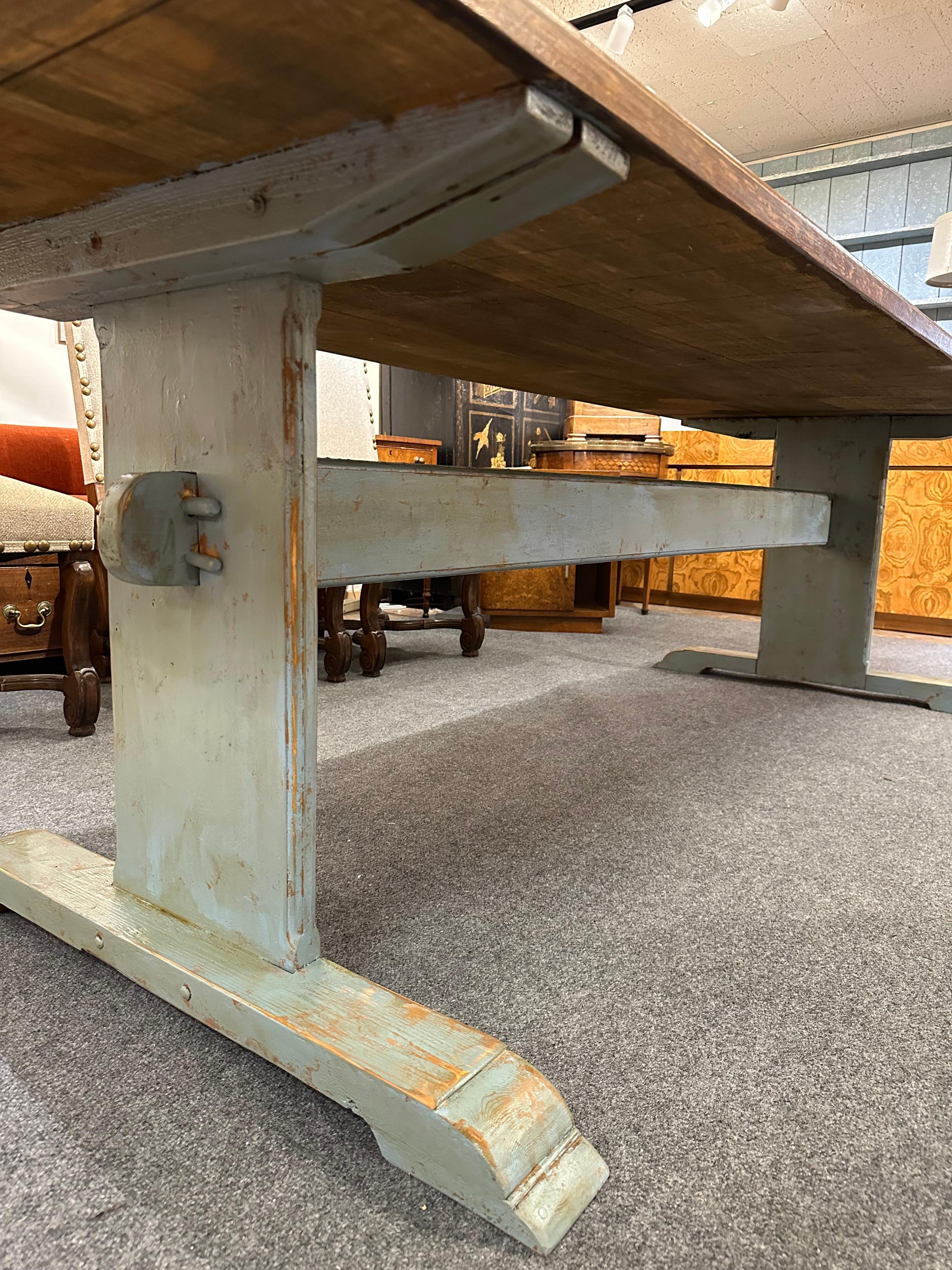 Molded 19th Century Scandinavian Trestle Table For Sale