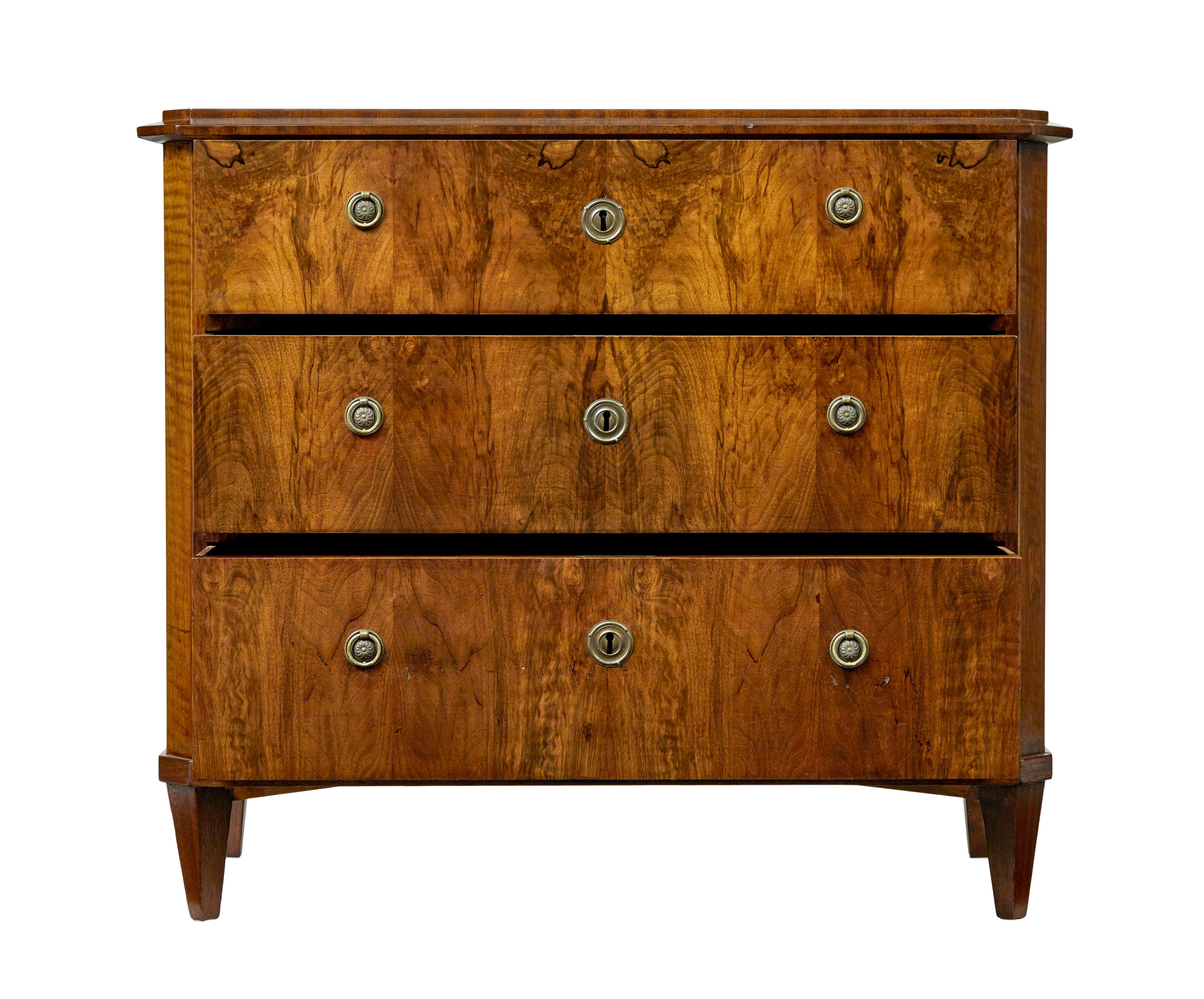 Gustavian 19th century Scandinavian walnut chest of drawers For Sale