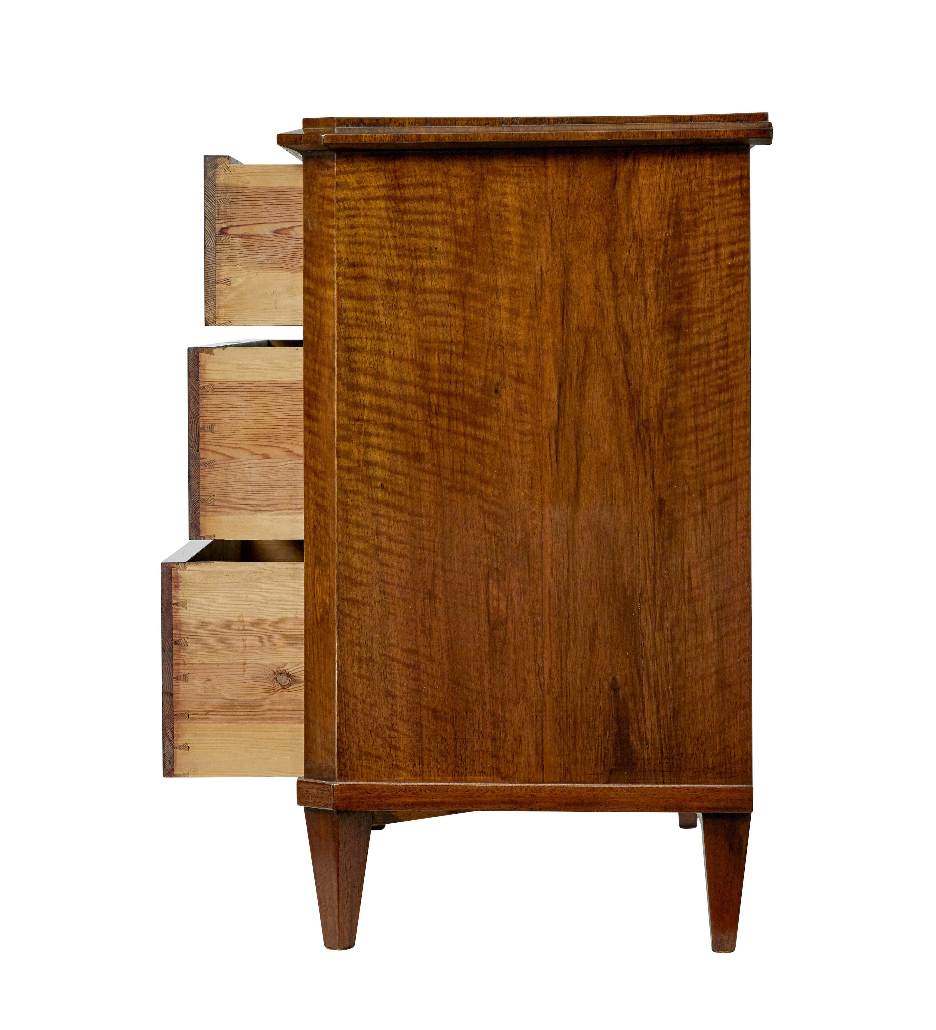 Swedish 19th century Scandinavian walnut chest of drawers For Sale