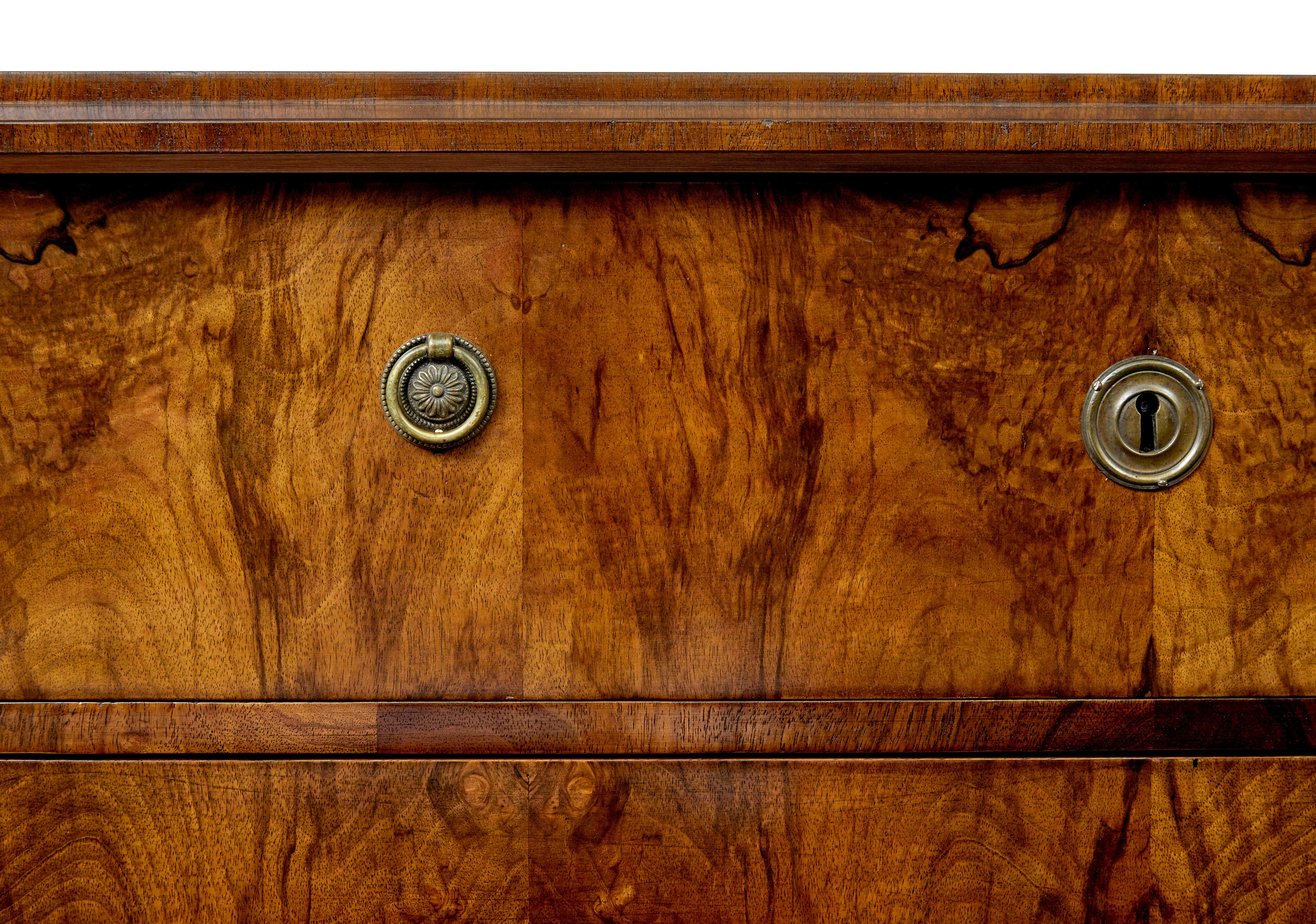 Walnut 19th century Scandinavian walnut chest of drawers For Sale