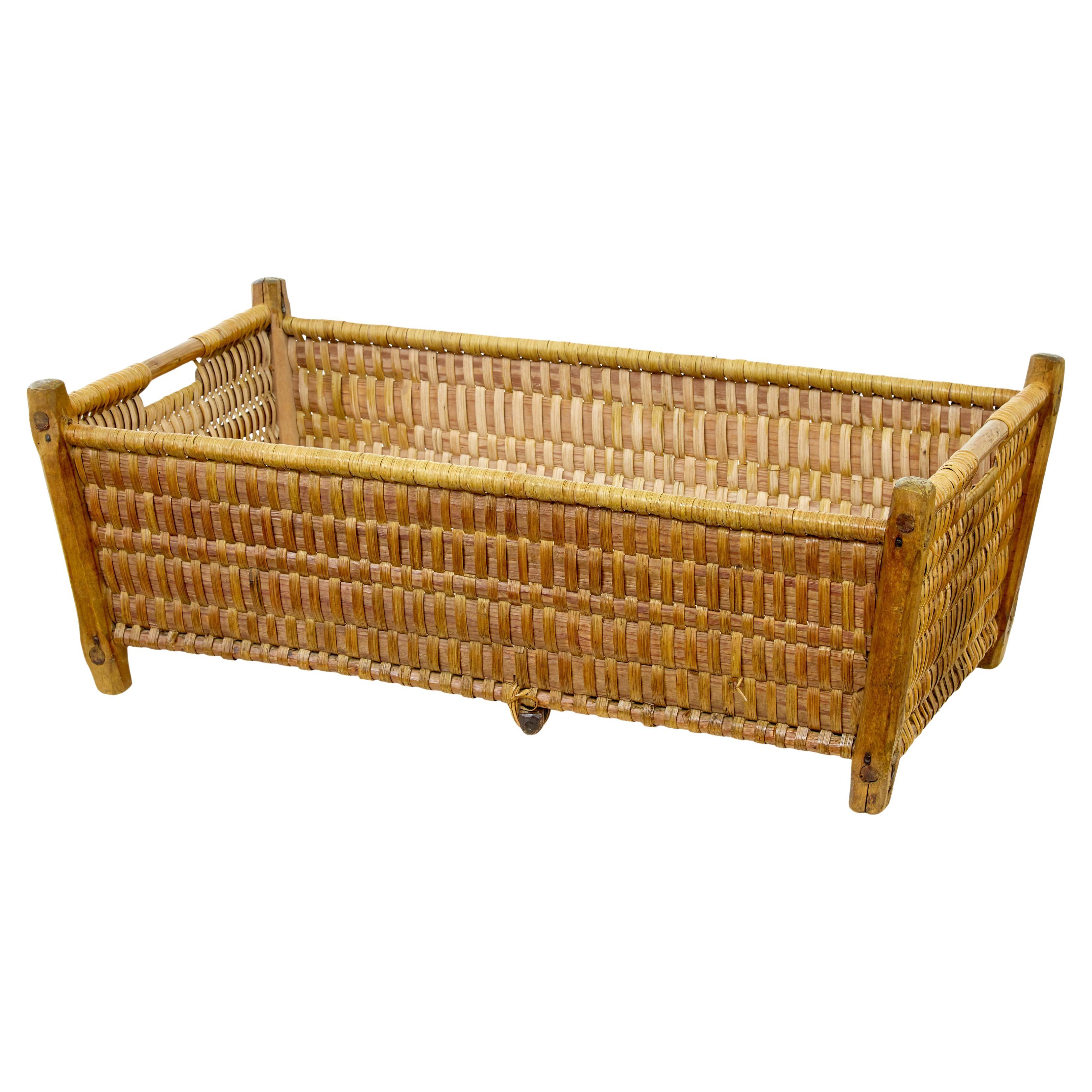 19th century Scandinavian woven pine basket