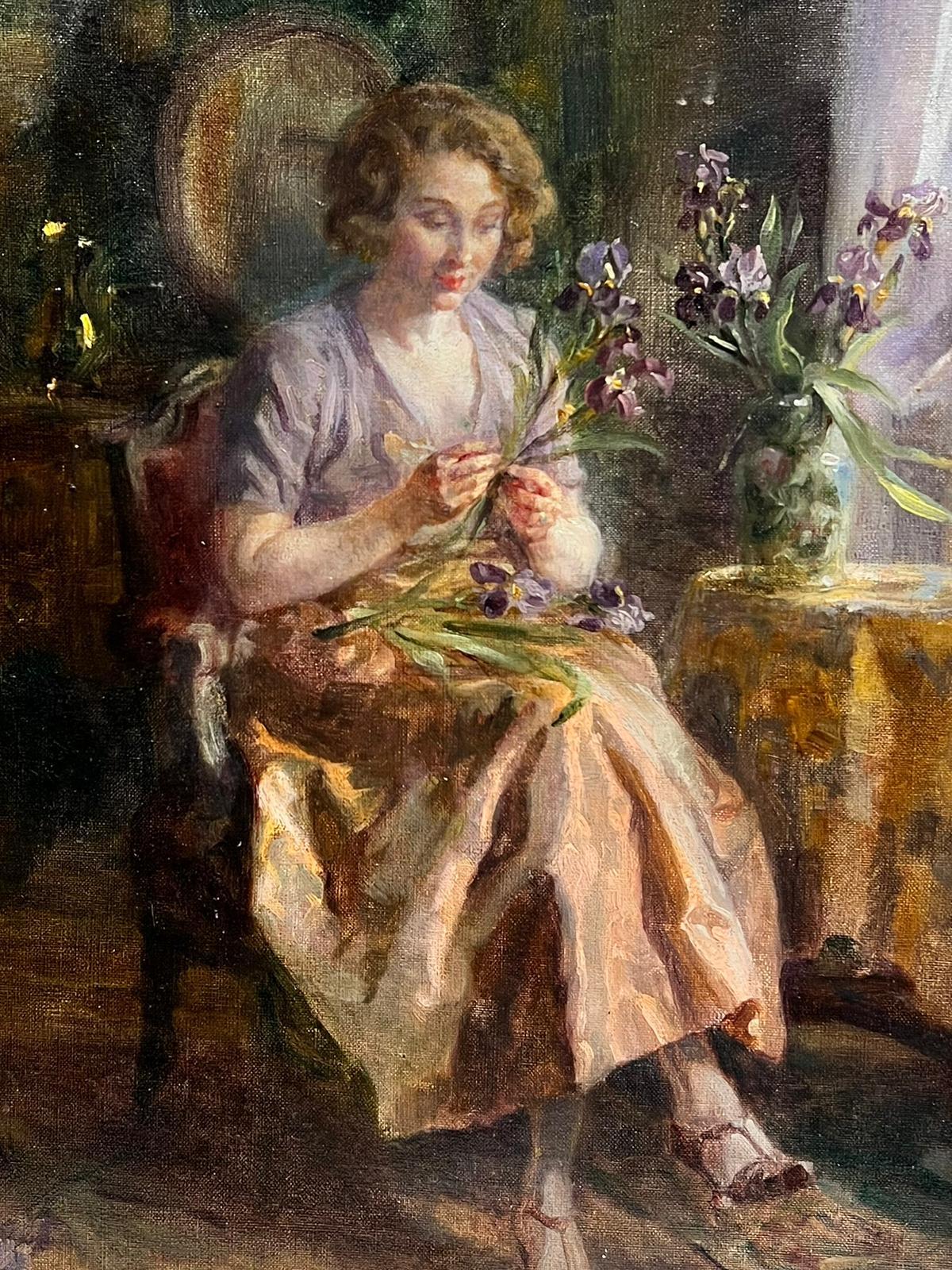 Flower Arranging
French School, indistinctly signed
late 19th century
oil on canvas ,unframed
canvas: 18 x 15 inches
the painting is in overall very good and sound condition