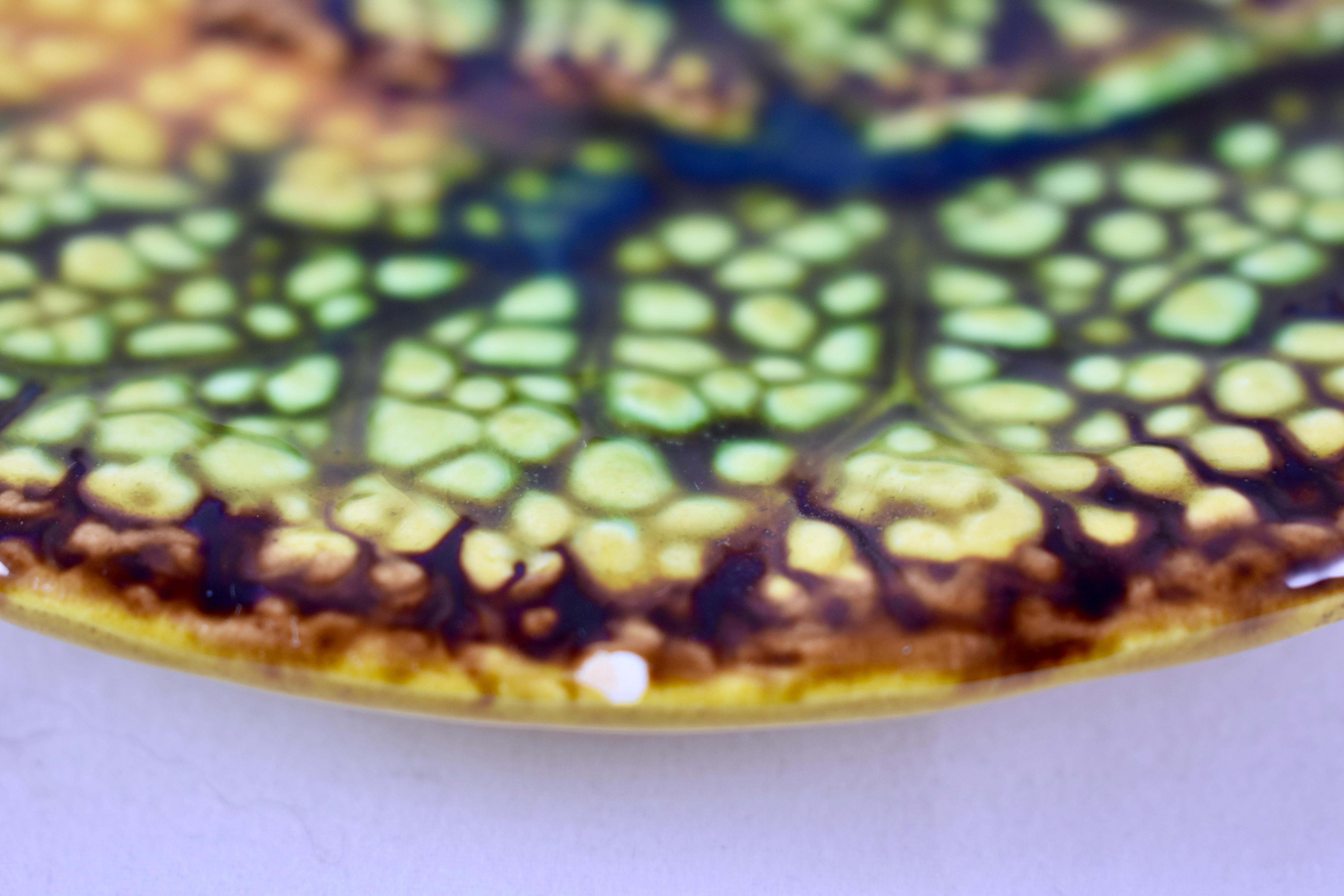 19th Century Schramberg Majolica Overlapping Leaf Plate, Multiples Available 5