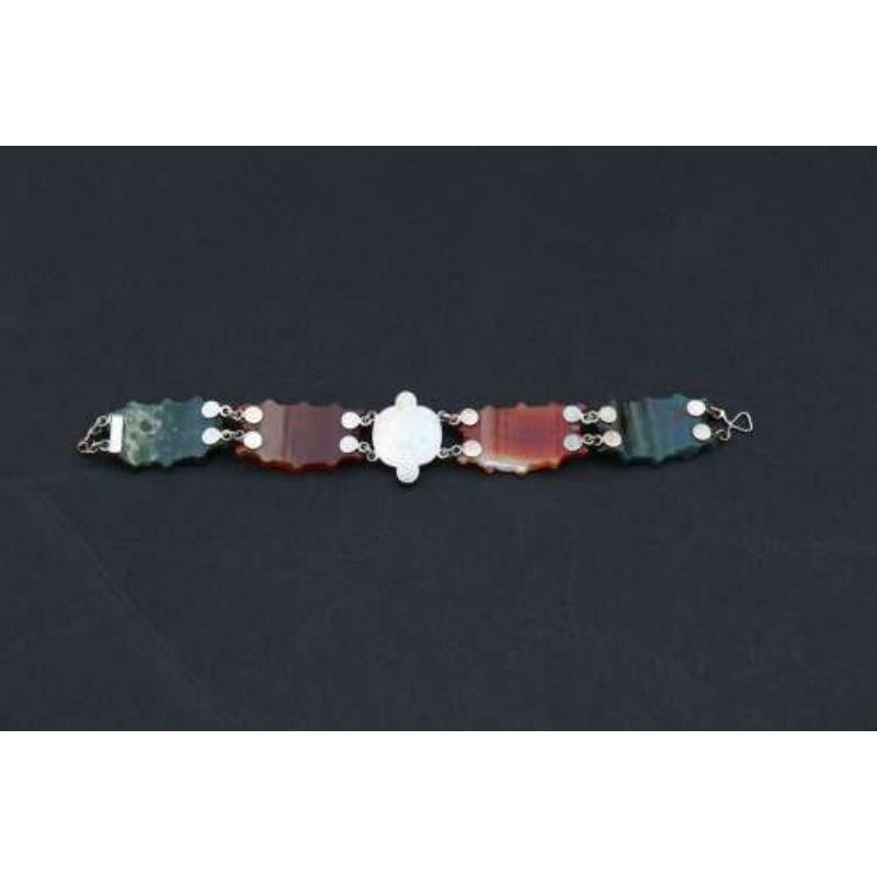 19th Century Scottish Agate and Silver Bracelet circa 1880 For Sale 5
