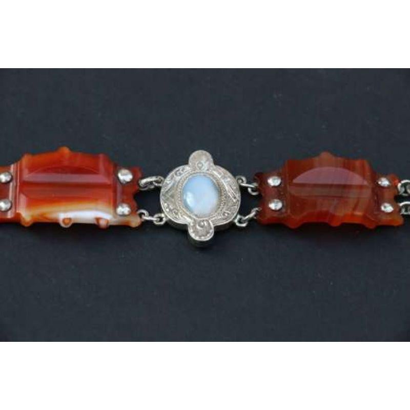 19th Century Scottish Agate and Silver Bracelet circa 1880 In Good Condition For Sale In Central England, GB