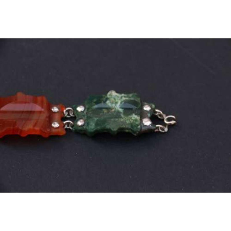 19th Century Scottish Agate and Silver Bracelet circa 1880 For Sale 1