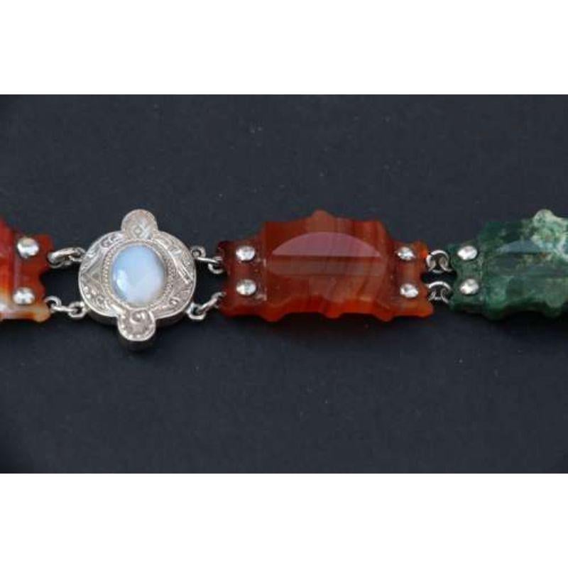 19th Century Scottish Agate and Silver Bracelet circa 1880 For Sale 2