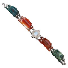 19th Century Scottish Agate and Silver Bracelet circa 1880
