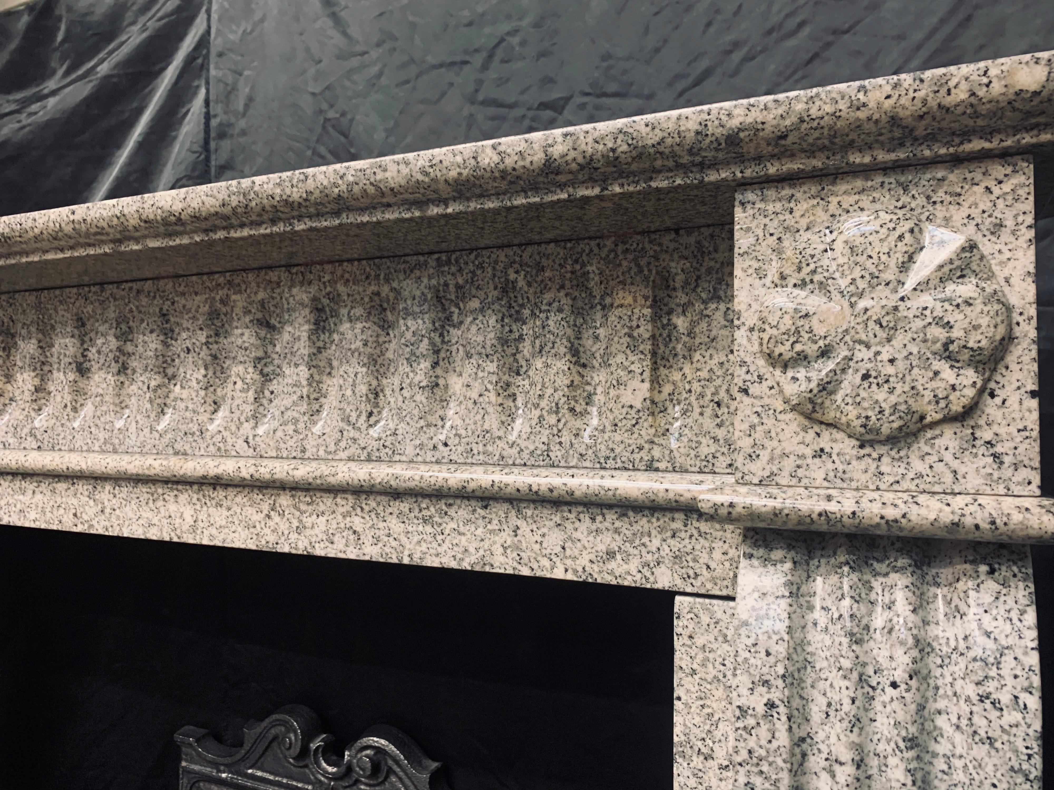 19th Century Scottish Baronial Style Carved Granite Fireplace Surround 7