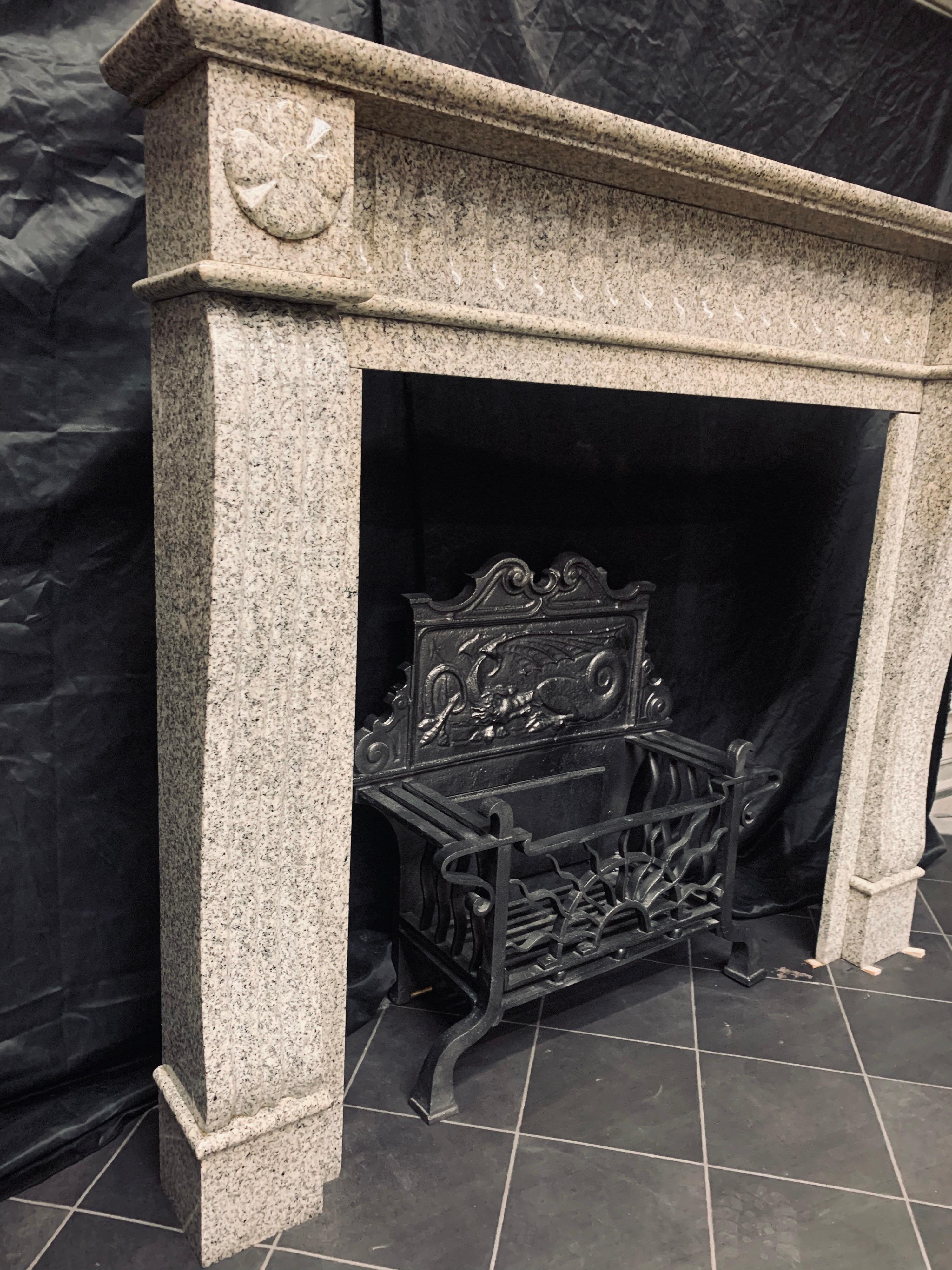 19th Century Scottish Baronial Style Carved Granite Fireplace Surround 10