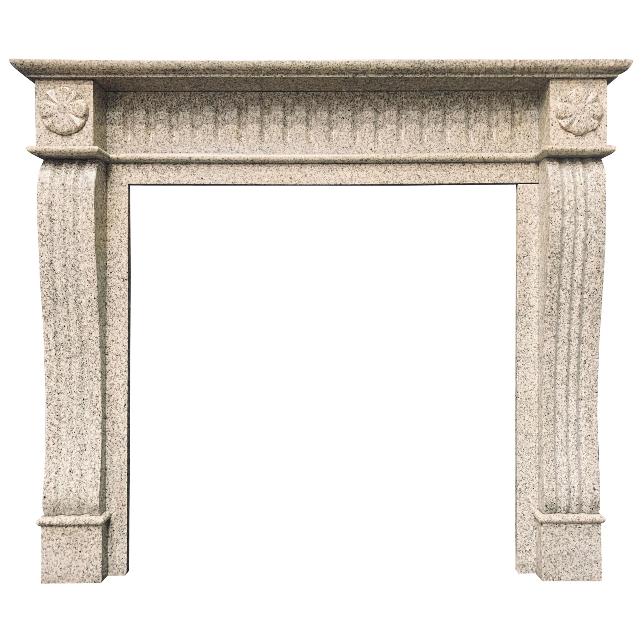 19th Century Scottish Baronial Style Carved Granite Fireplace Surround