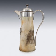 19th Century Scottish Clan Gordon Silver Plated & Horn Claret Jug, c.1890