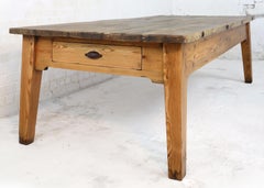 19th Century Scottish Estate Large Oak and Pitch Pine Kitchen Preparation Table