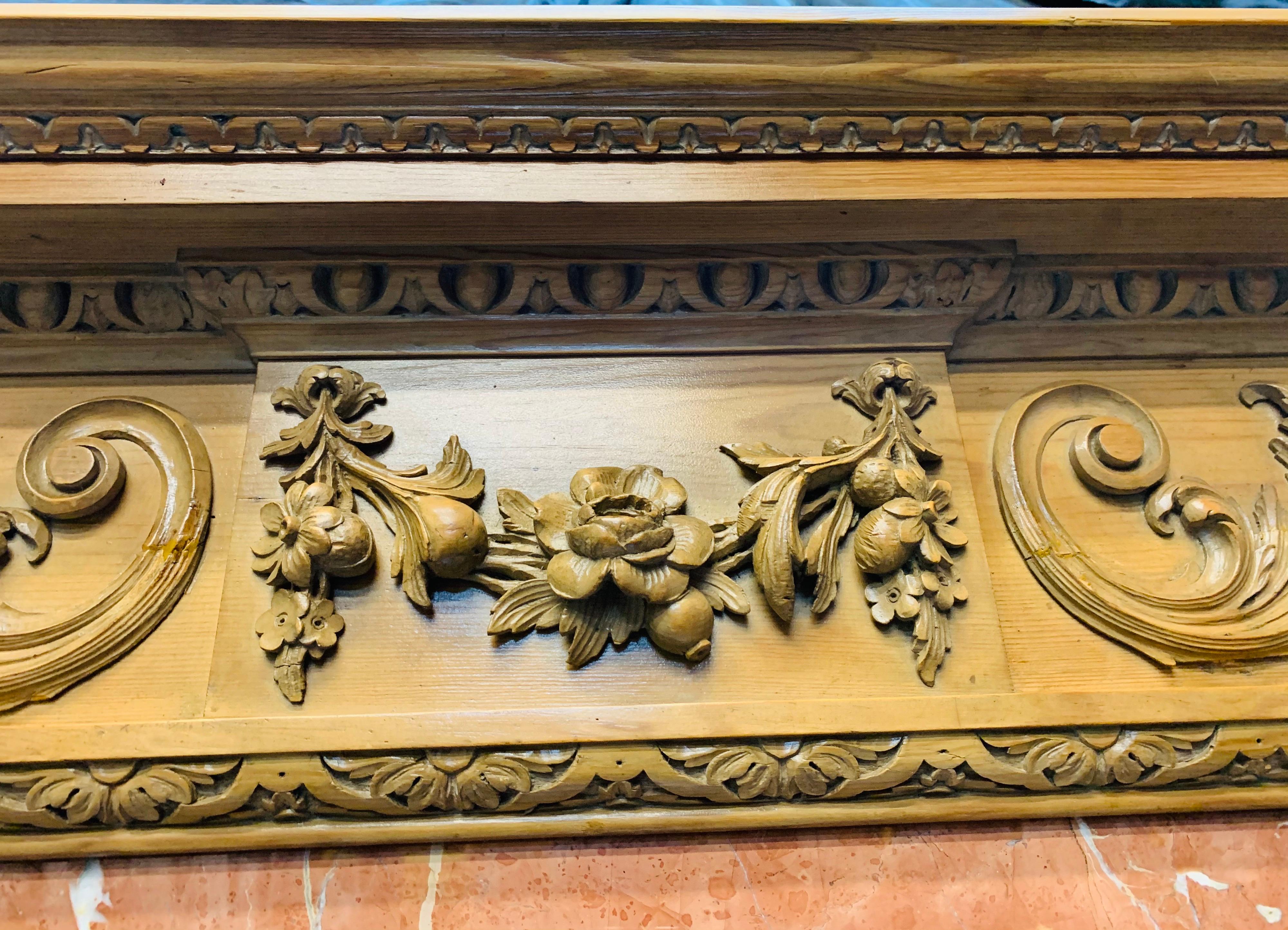 19th Century Scottish Georgian Manner Carved Pine Fireplace Surround For Sale 5