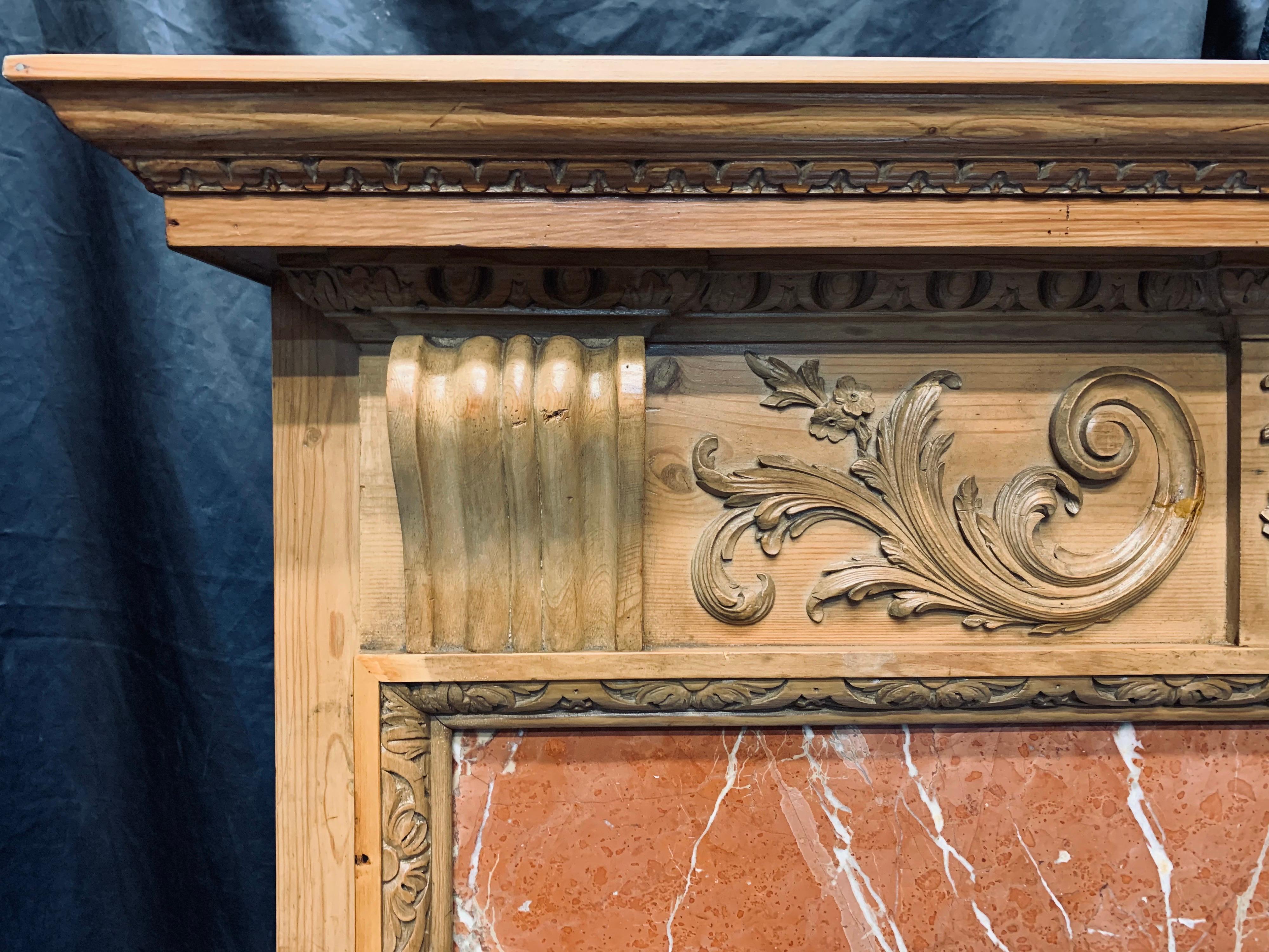 19th Century Scottish Georgian Manner Carved Pine Fireplace Surround In Good Condition For Sale In Edinburgh, GB