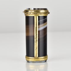 19th Century Scottish Gilt Metal Banded Agate Vesta Case Match Box