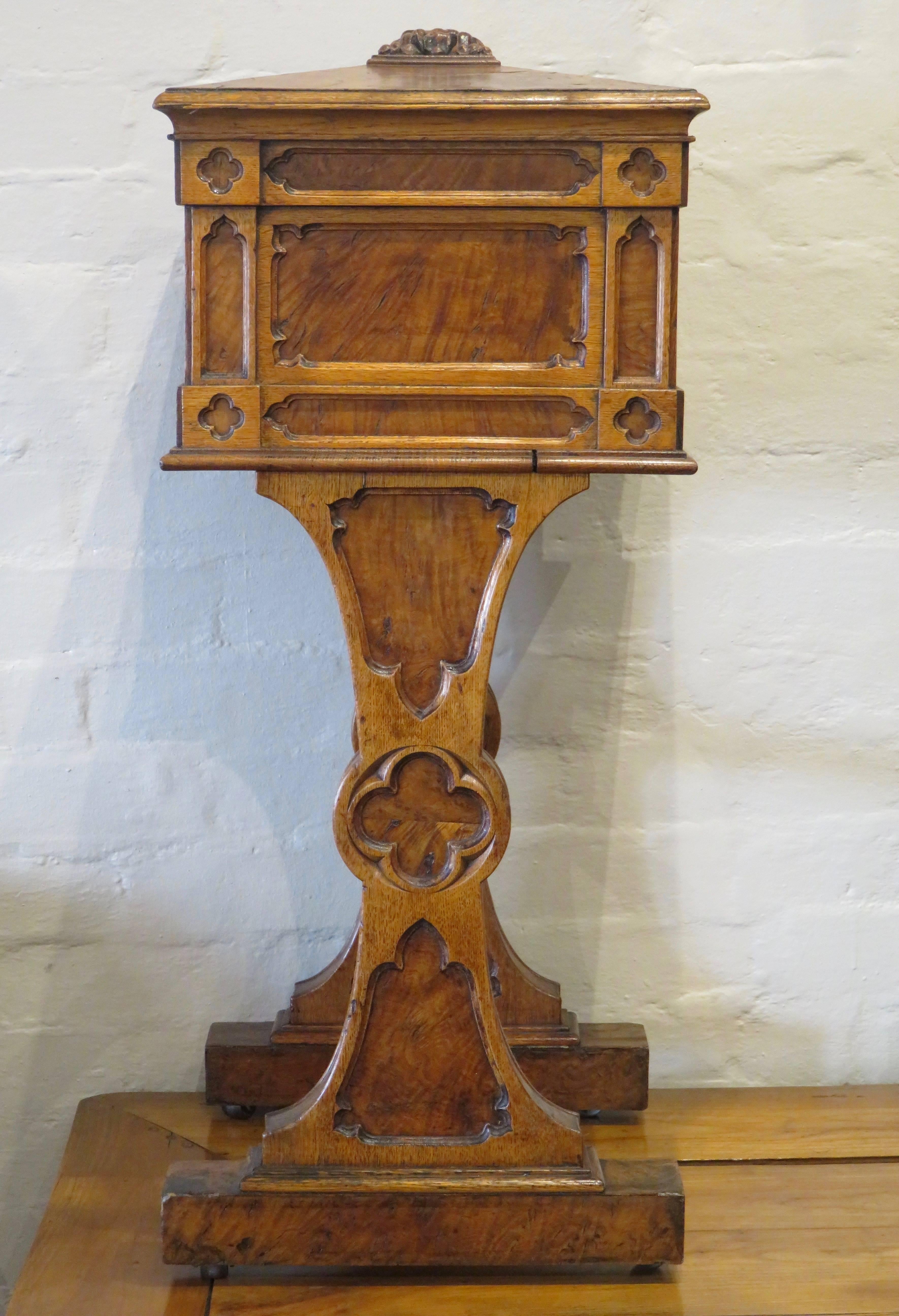 19th Century Scottish Gothic Revival Solid Pollard Oak Utility Box For Sale 12