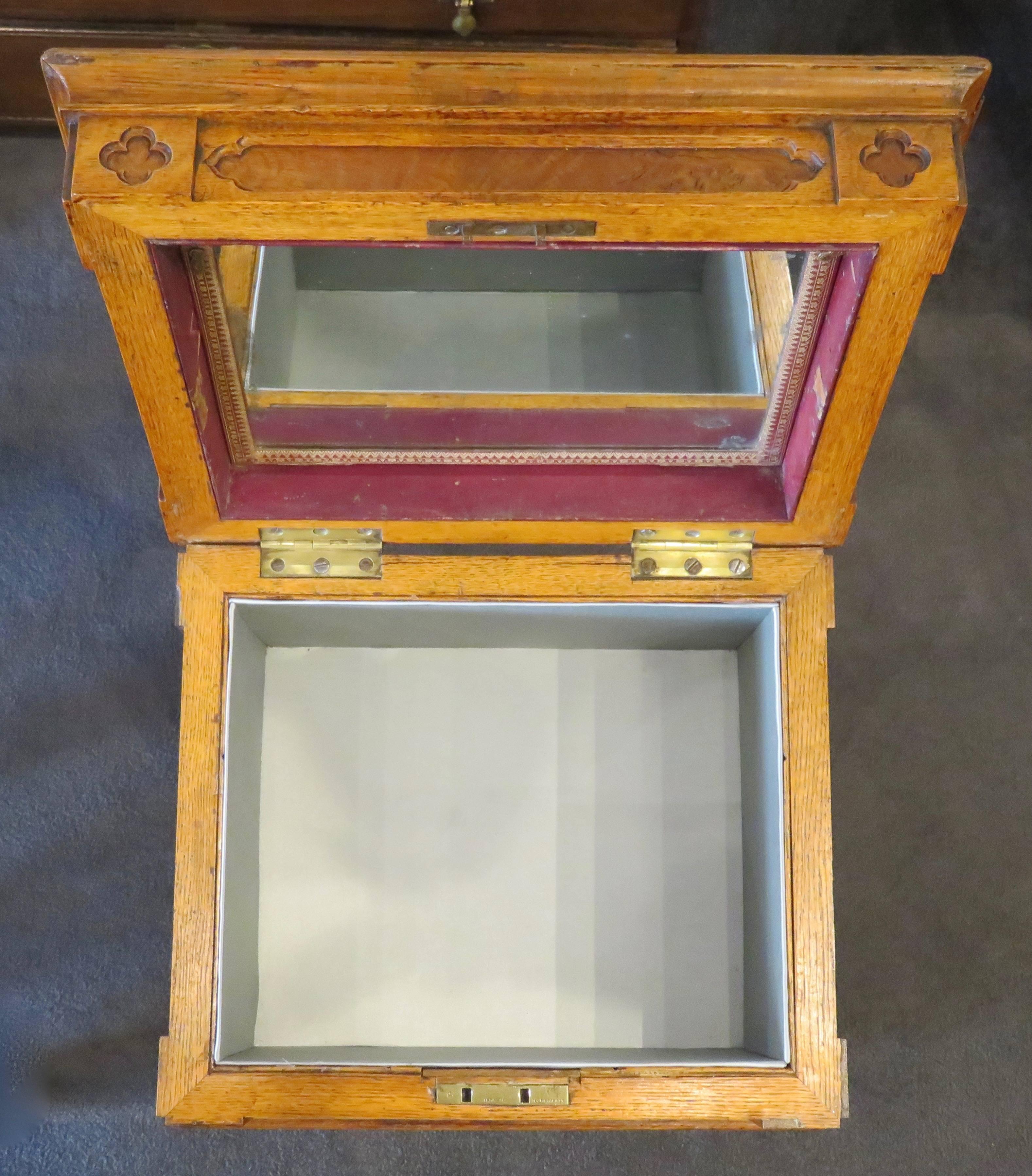 19th Century Scottish Gothic Revival Solid Pollard Oak Utility Box For Sale 14