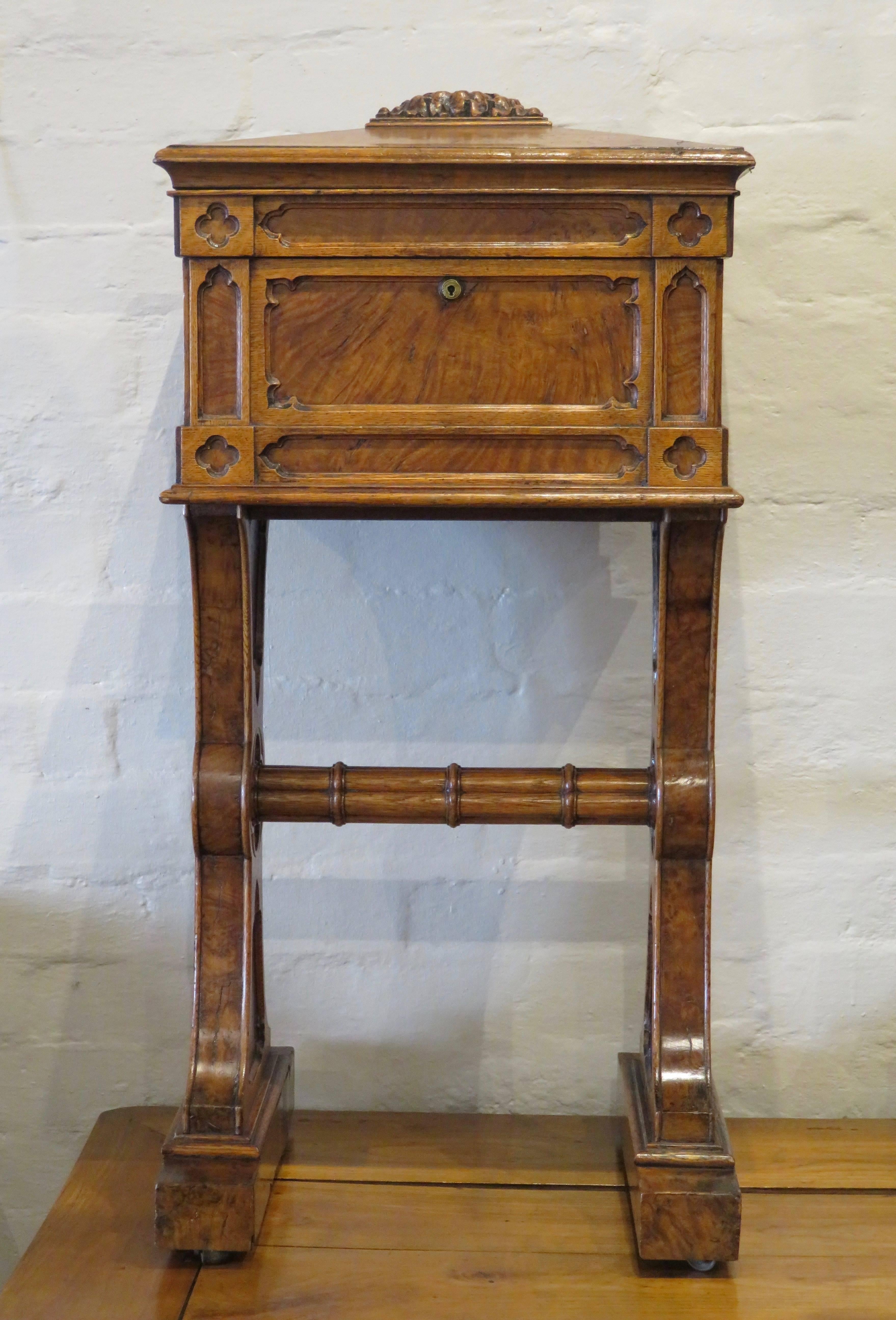 19th Century Scottish Gothic Revival Solid Pollard Oak Utility Box For Sale 3