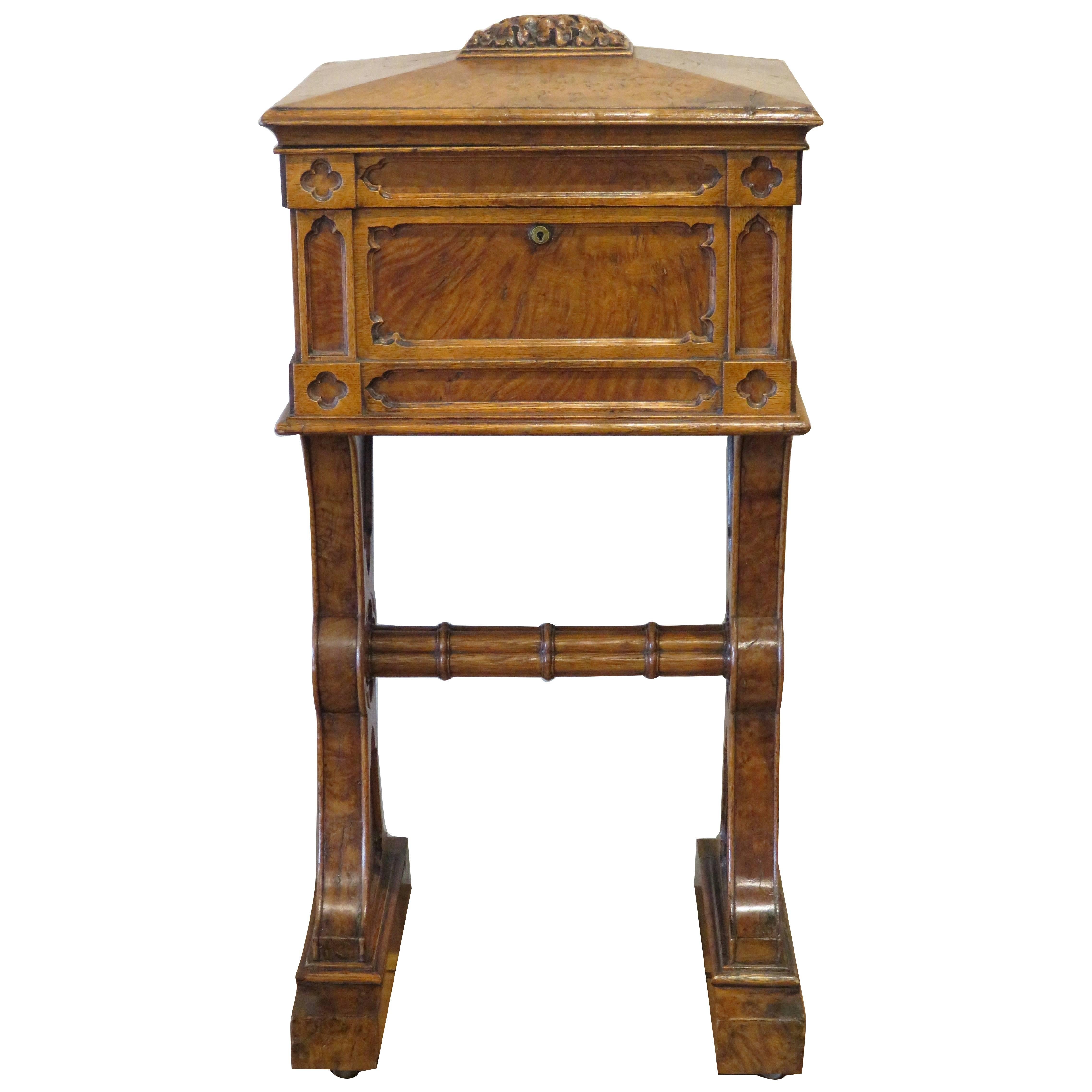 19th Century Scottish Gothic Revival Solid Pollard Oak Utility Box For Sale