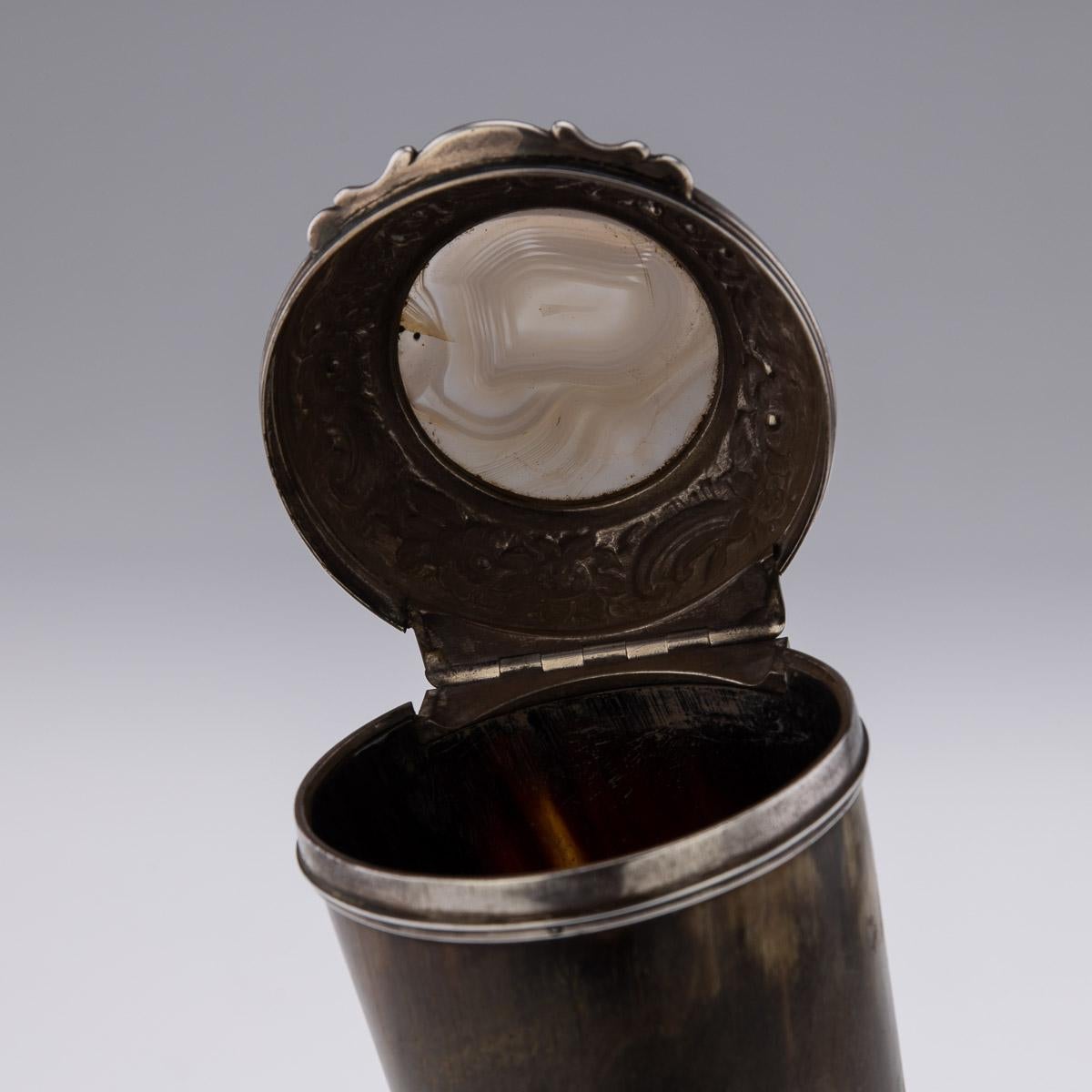 19th Century Scottish Horn, Banded Agate & Solid Silver Table Snuff Mull, c.1870 For Sale 9