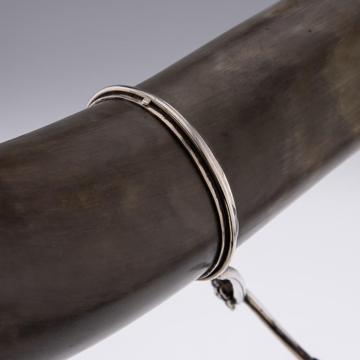 19th Century Scottish Horn, Banded Agate & Solid Silver Table Snuff Mull, c.1870 For Sale 16