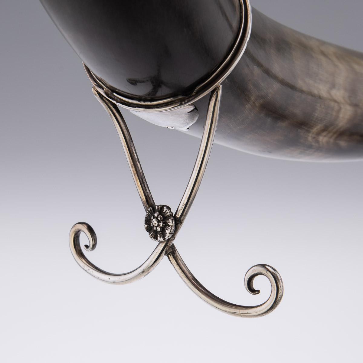 19th Century Scottish Horn, Banded Agate & Solid Silver Table Snuff Mull, c.1870 For Sale 17