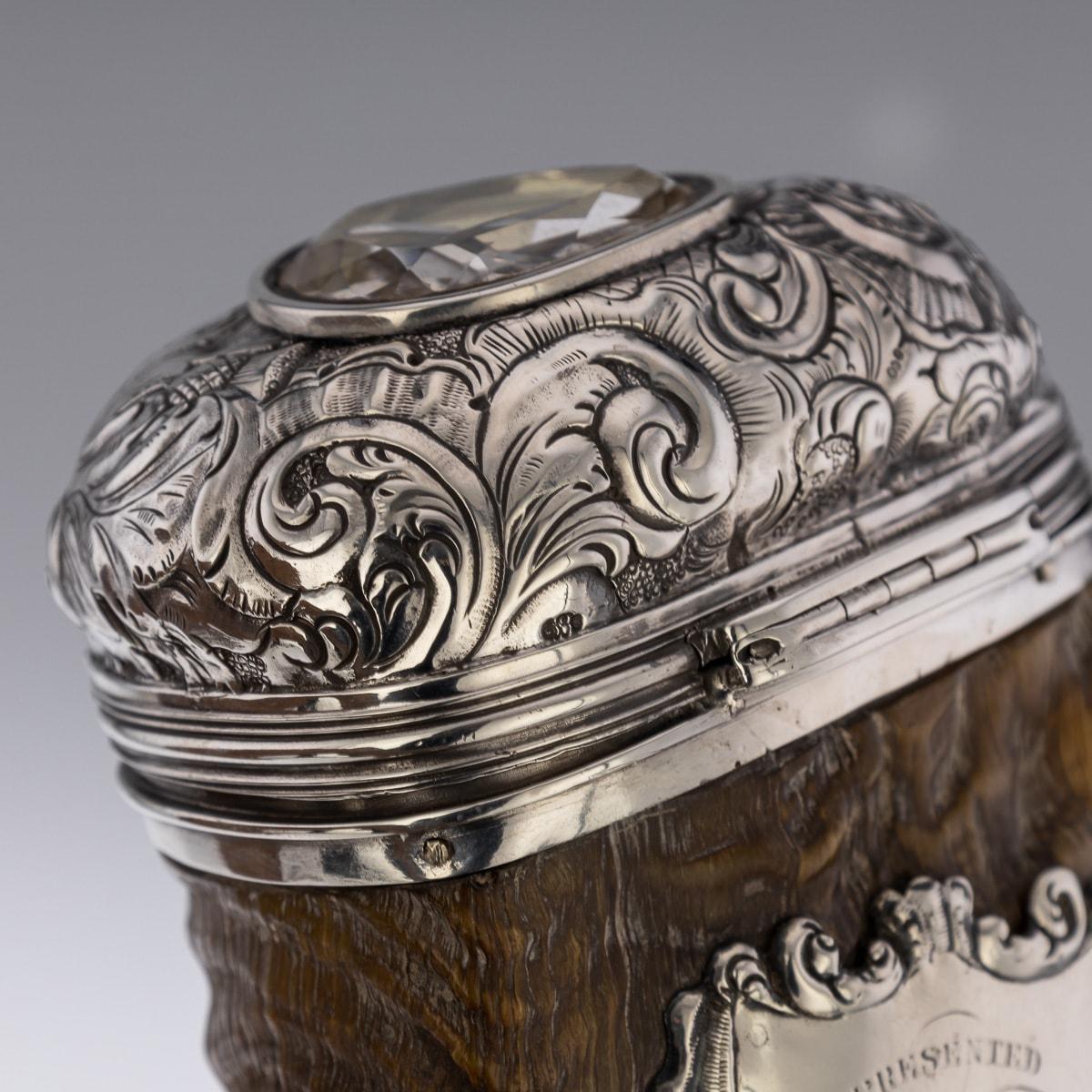 Silk 19th Century Scottish Horn, Citrine & Solid Silver Table Snuff Mull, c.1870