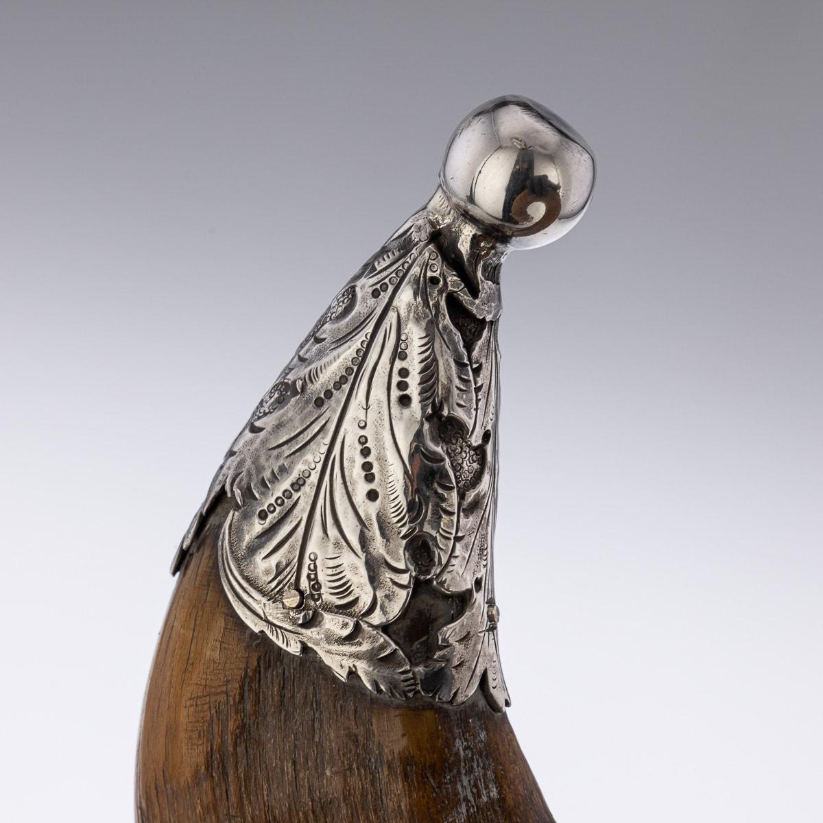 19th Century Scottish Horn, Citrine & Solid Silver Table Snuff Mull, c.1870 3
