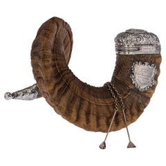 19th Century Scottish Horn, Citrine & Solid Silver Table Snuff Mull, c.1870