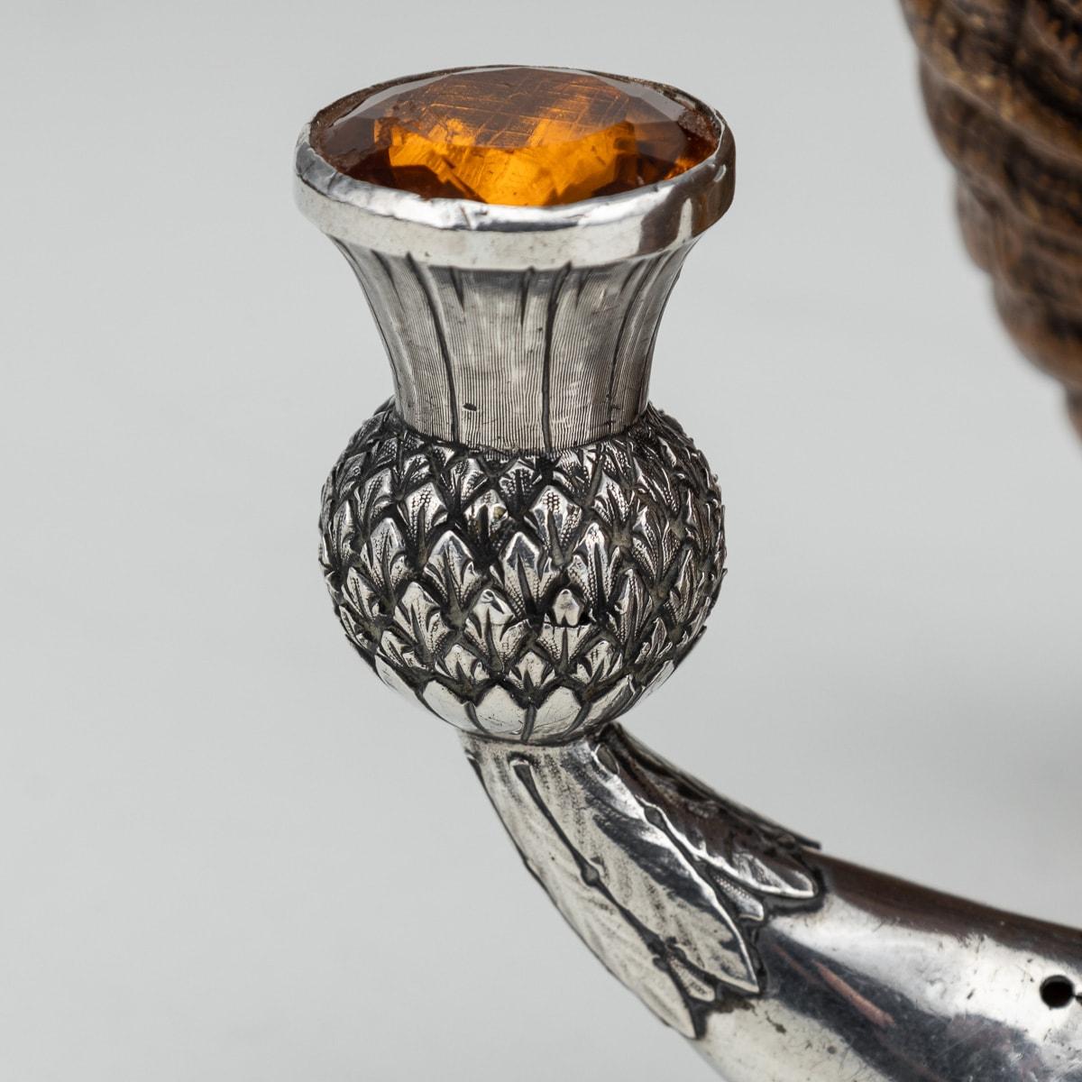 19th Century Scottish Horn, Citrine & Solid Silver Table Snuff Mull c.1880 For Sale 9