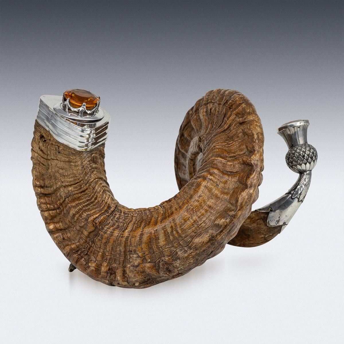 Late 19th Century 19th Century Scottish Horn, Citrine & Solid Silver Table Snuff Mull c.1880 For Sale