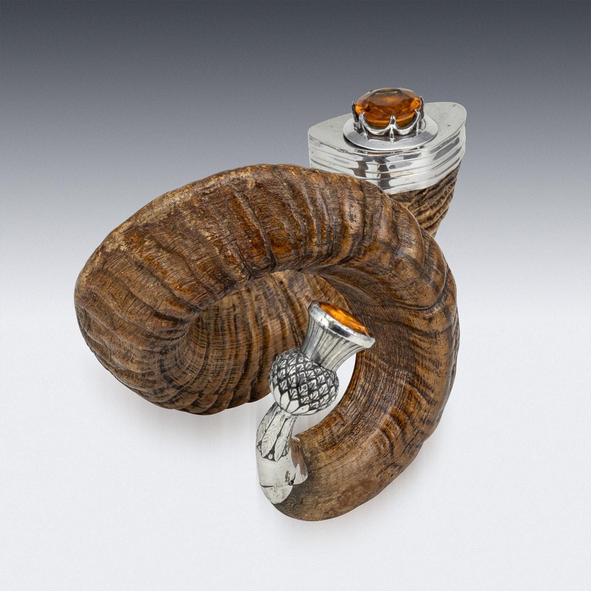 19th Century Scottish Horn, Citrine & Solid Silver Table Snuff Mull c.1880 For Sale 1