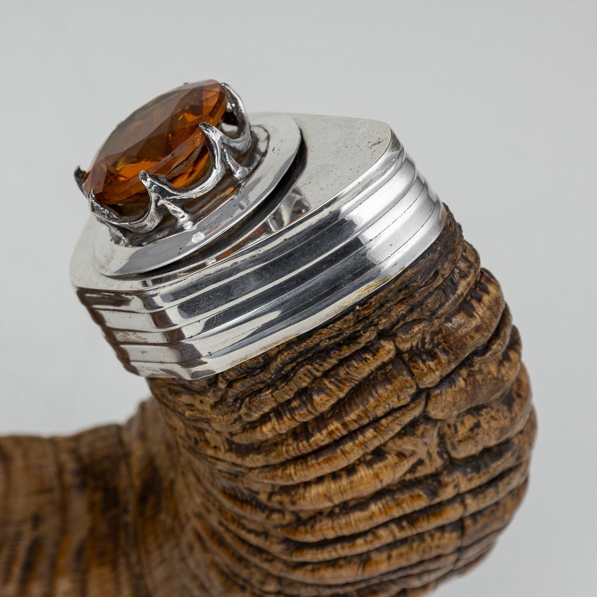 19th Century Scottish Horn, Citrine & Solid Silver Table Snuff Mull c.1880 For Sale 4