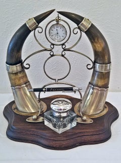 19th Century Scottish Horn Ink Standish with Solid Silver Inkwell