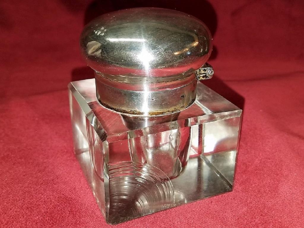 High Victorian 19th Century Scottish Horn Ink Standish with Solid Silver Inkwell