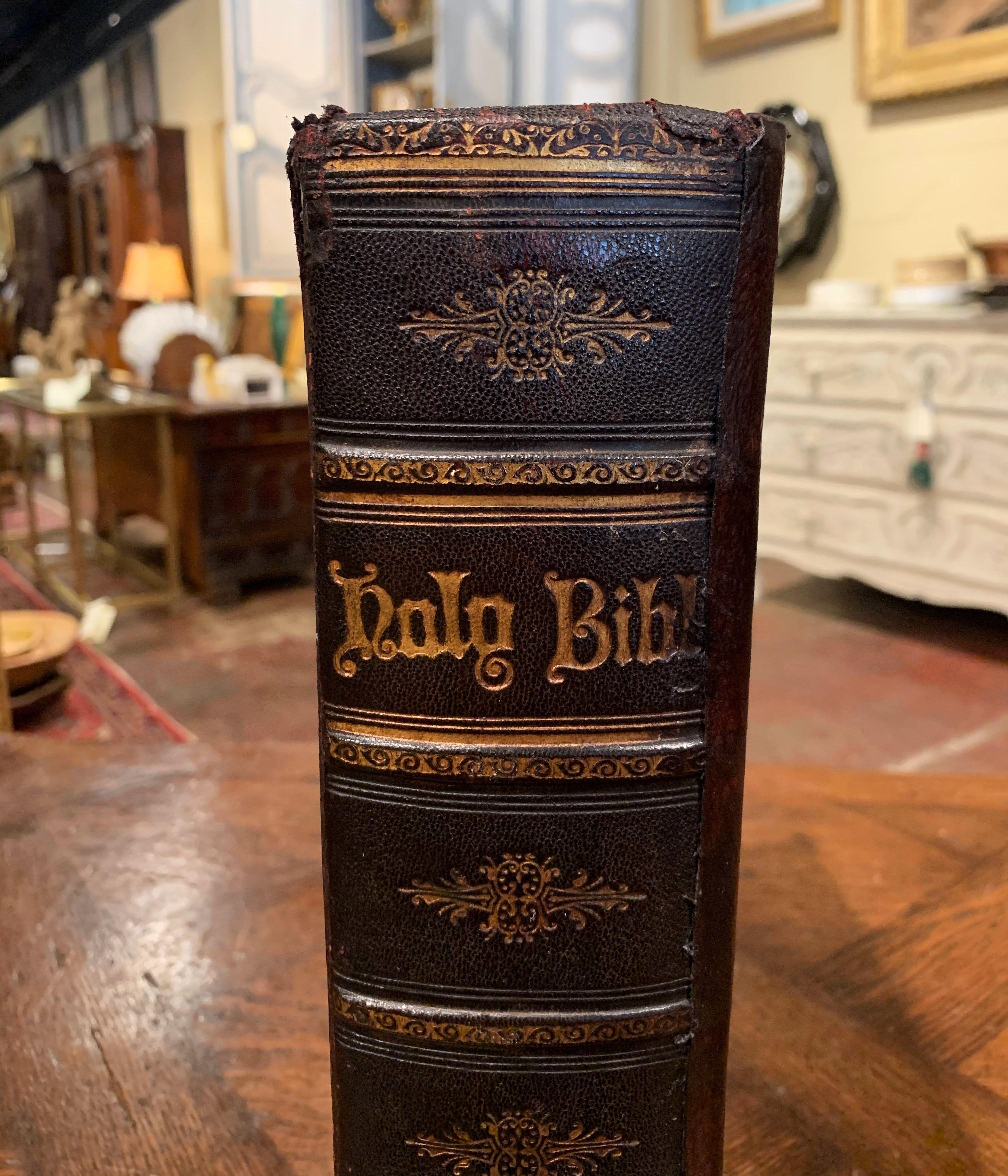 Gilt 19th Century Scottish Leather-Bound and Tooling Holy Family Bible, Dated 1860