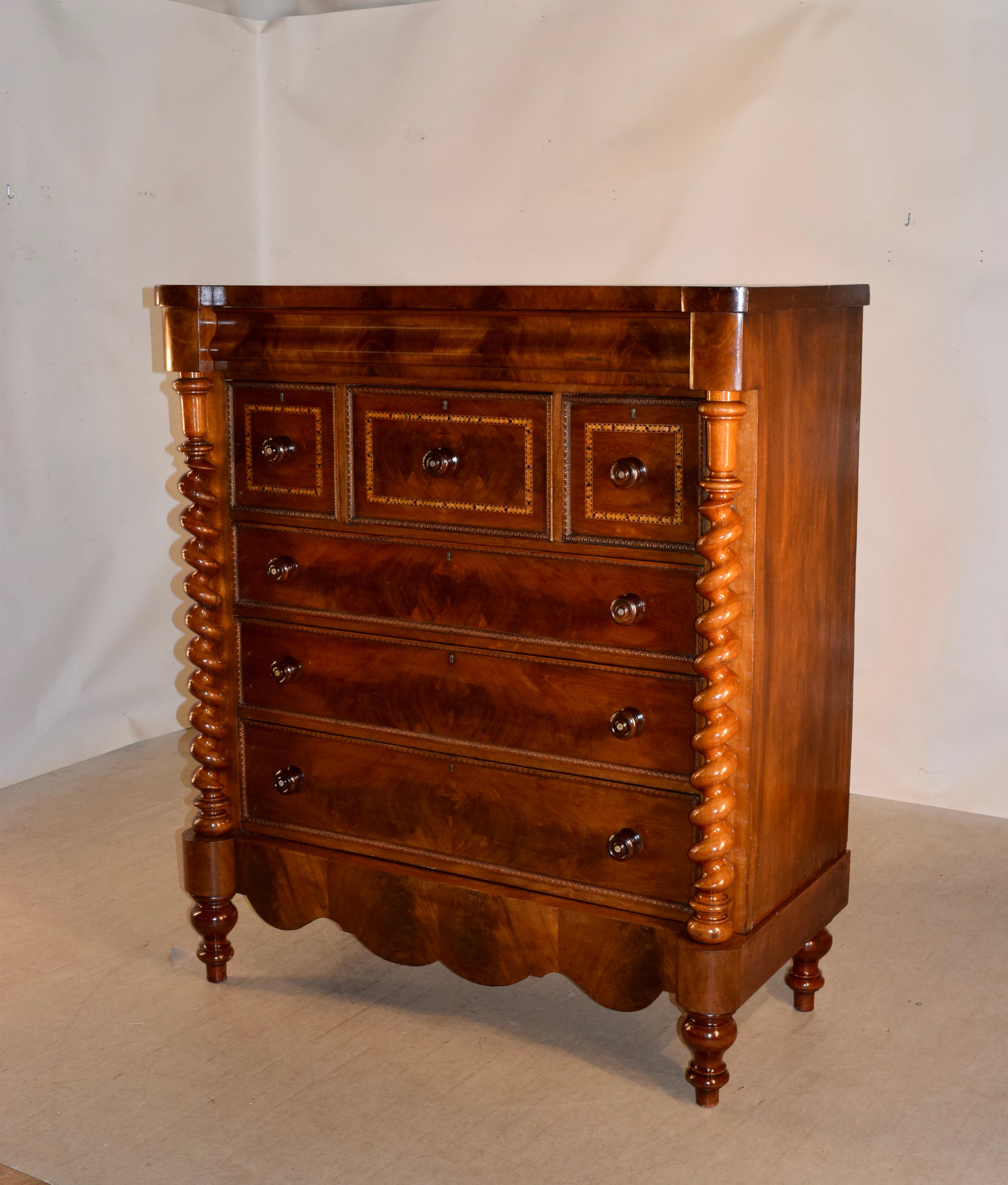 19th Century Scottish Mahogany Chest of Drawers In Good Condition In High Point, NC