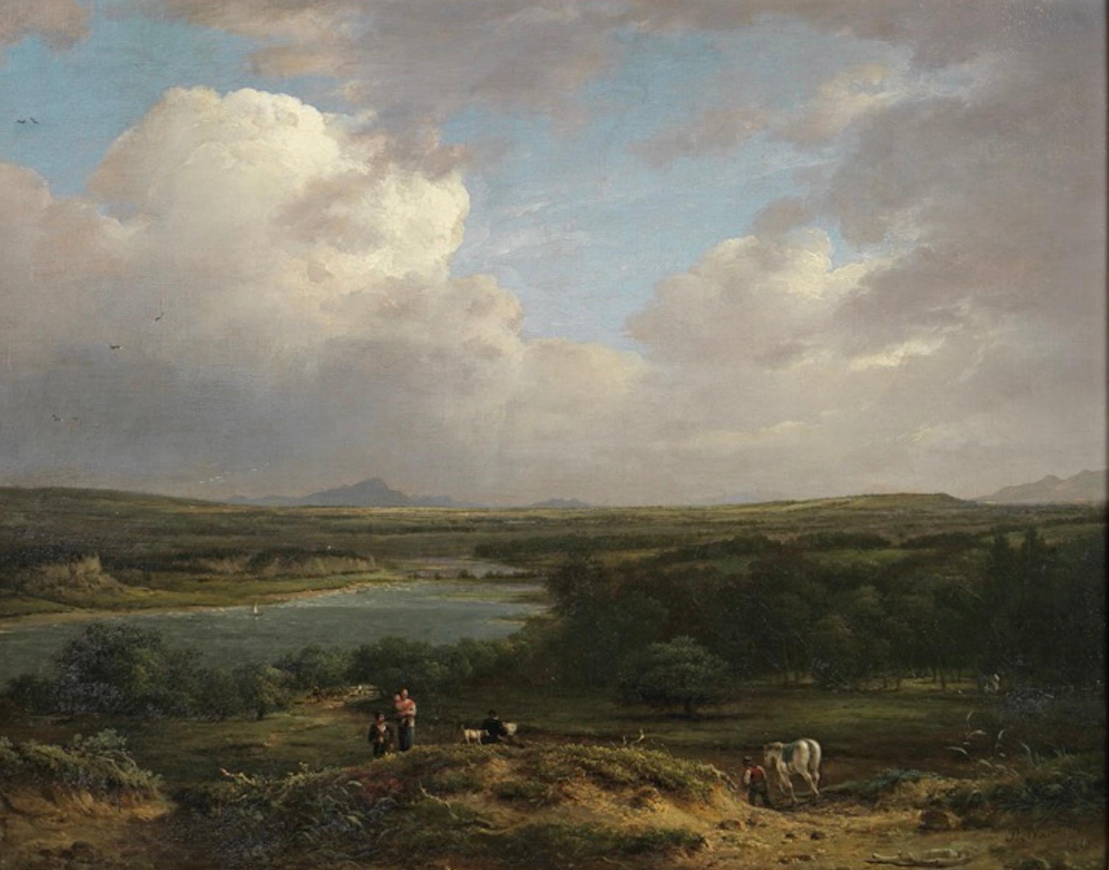19th Century Scottish Oil Painting of Figures in a Landscape by Patrick Nasmyth In Good Condition For Sale In London, GB