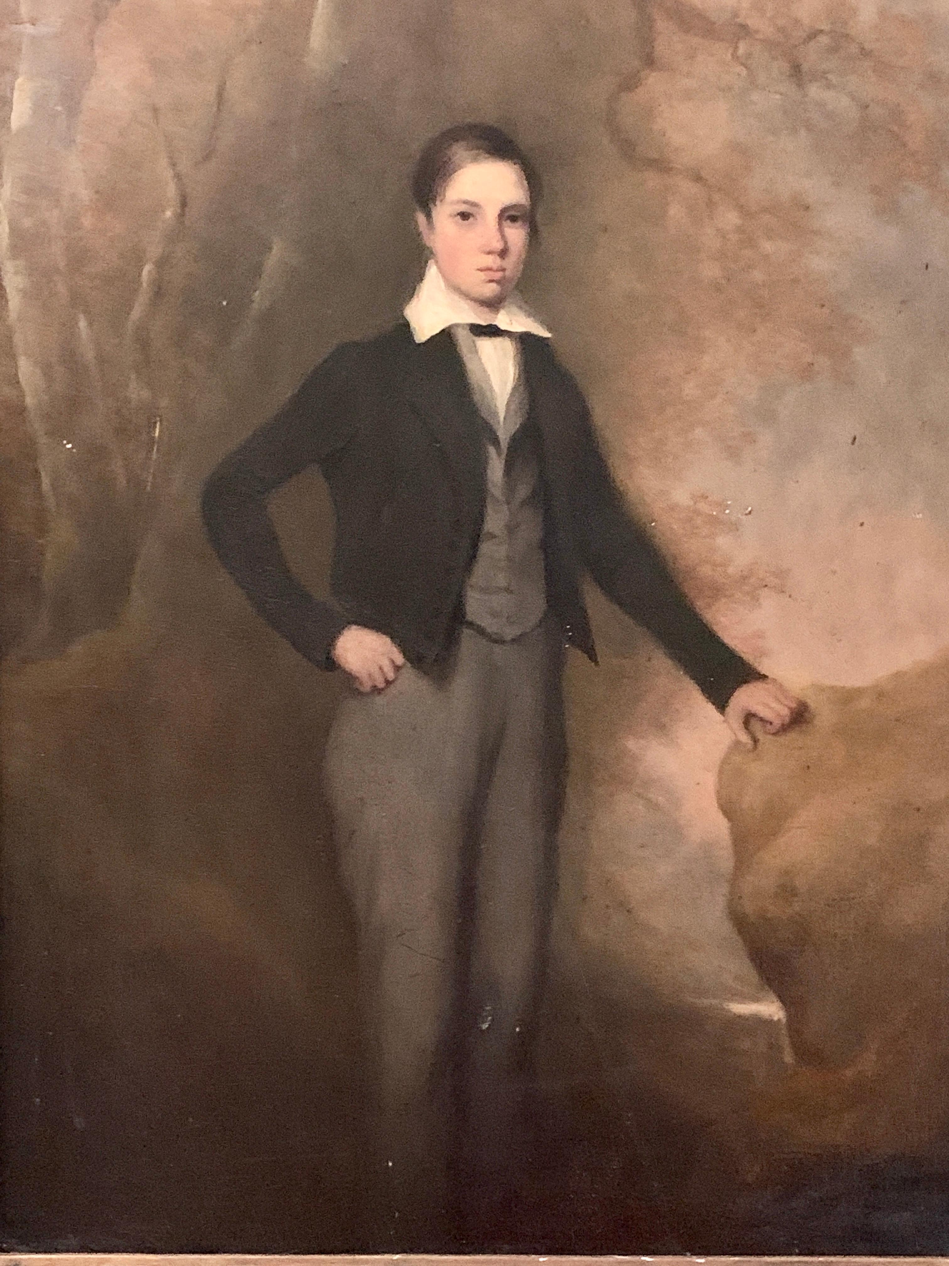 Portrait d'un jeune garçon écossais/britannique dans un uniforme d'école du XIXe siècle - Painting de 19th Century Scottish School