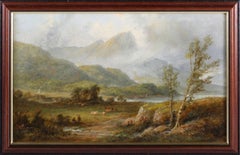 Shepherds & Animals Scottish Highland Misty Landscape Loch Tay Perthshire