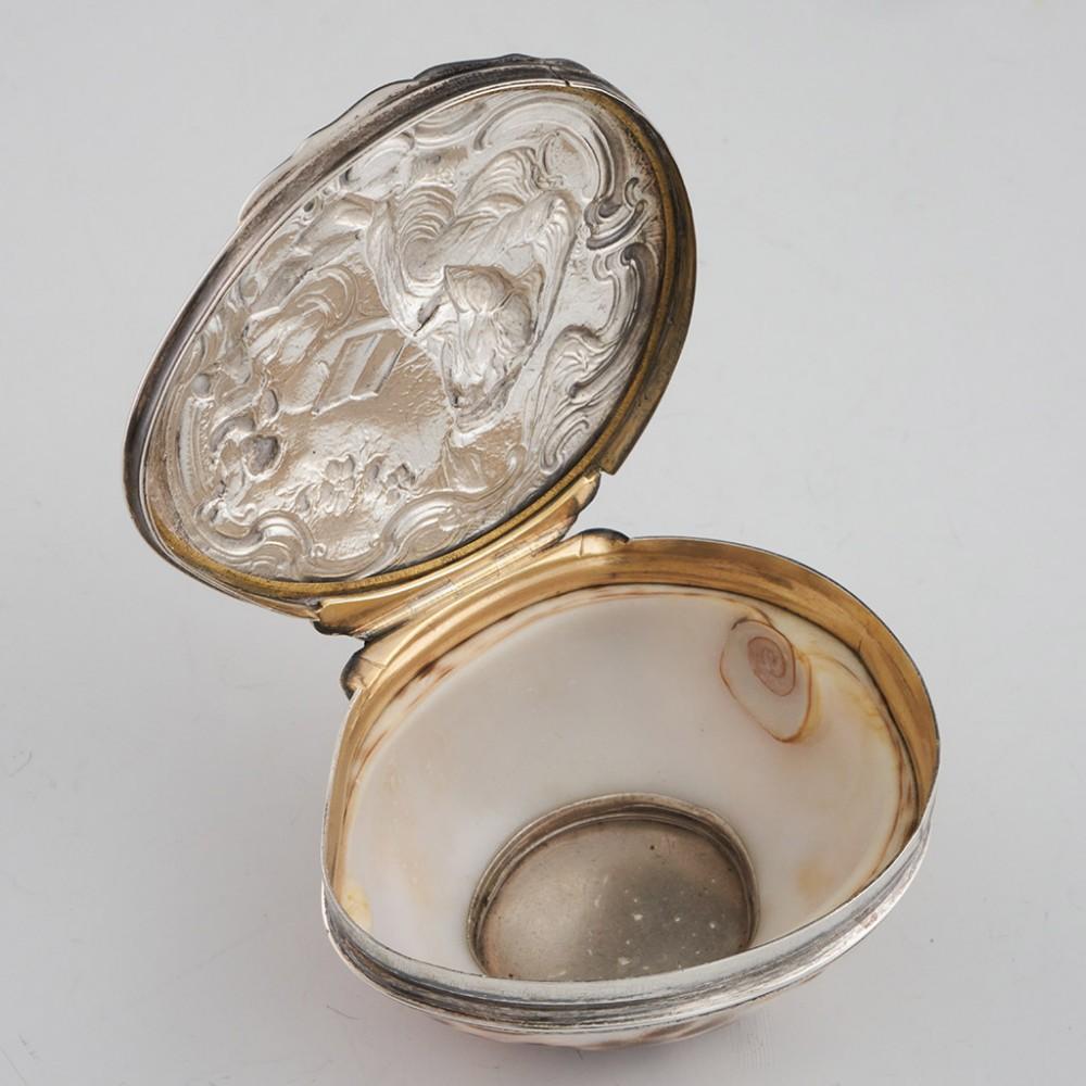 19th Century Scottish Silver Mounted Cowrie Shell Snuff Box For Sale 1