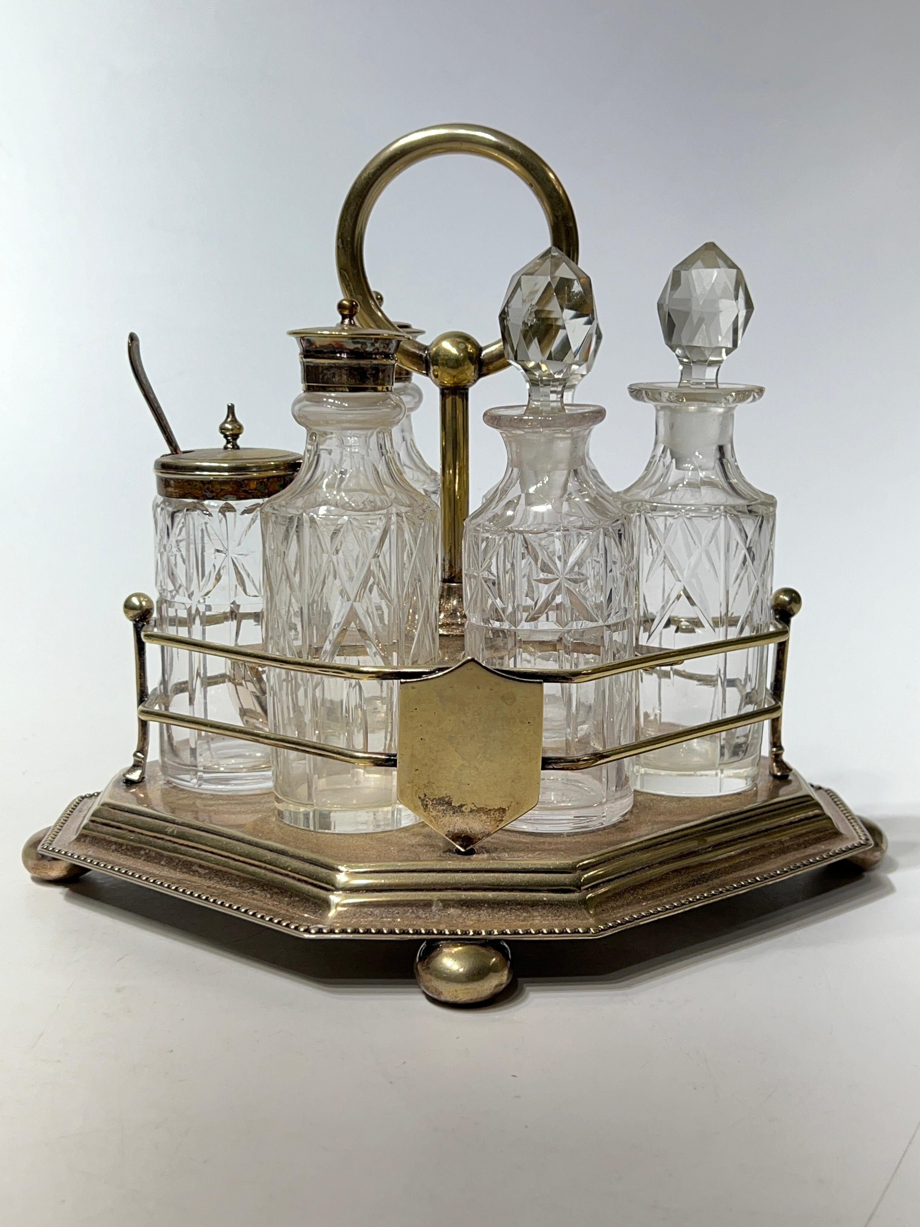19th Century Scottish Silver Plate and Cut Glass Tantalus In Good Condition In New York, NY