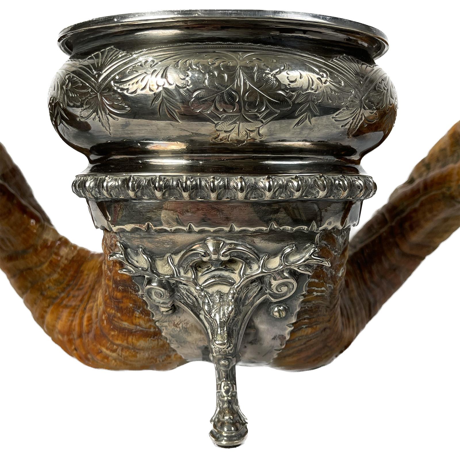 19th Century Scottish Silver-plate Ram Horn Snuff Mull 2