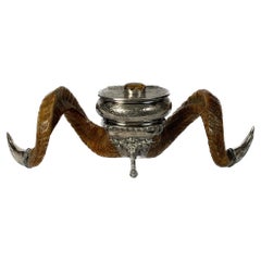 Antique 19th Century Scottish Silver-plate Ram Horn Snuff Mull