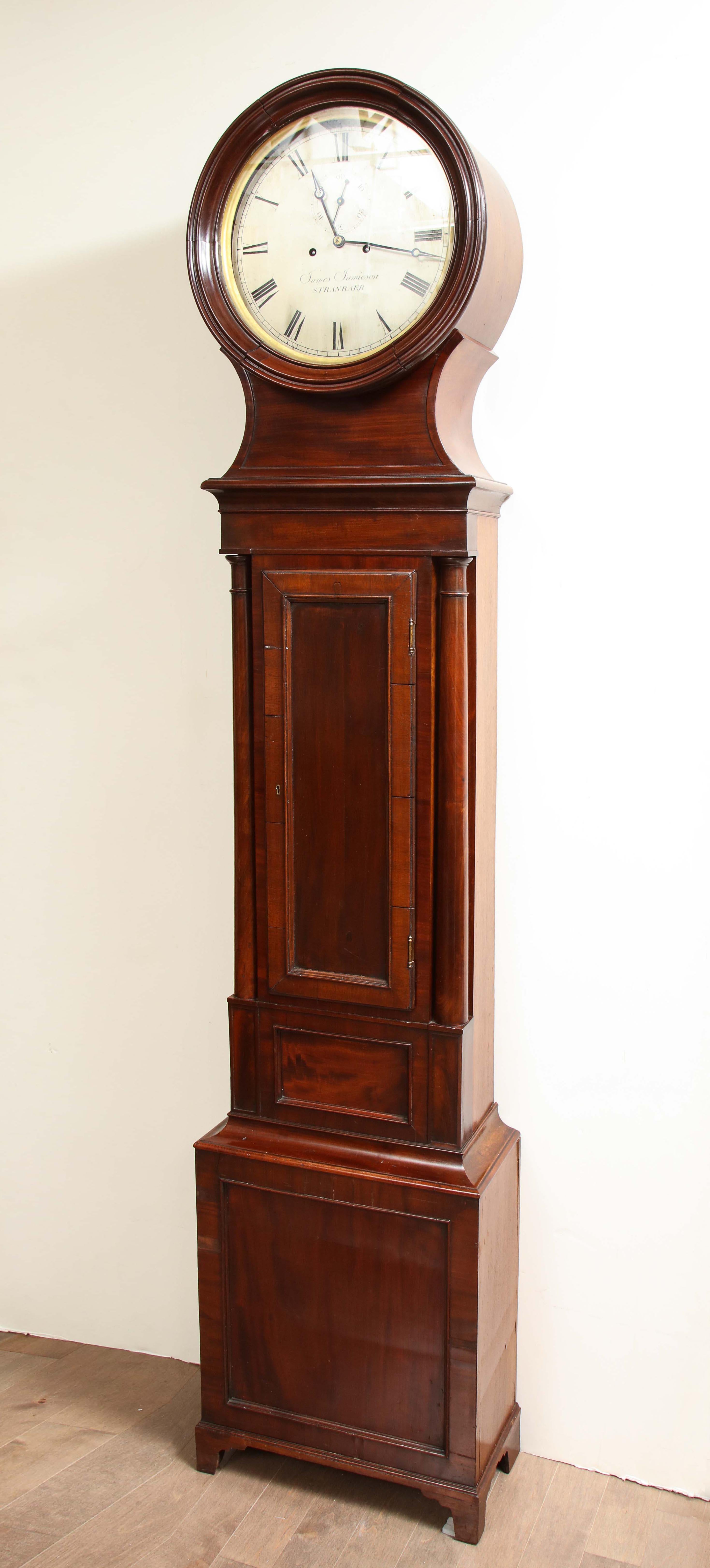 19th century Scottish tall case clock by James Jamieson of Stranraer, circa 1830.