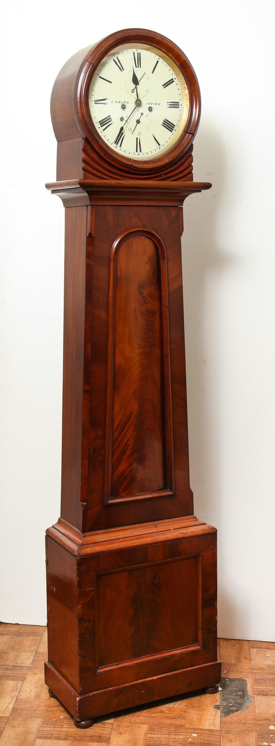 19th century Scottish tall case clock in mahogany.